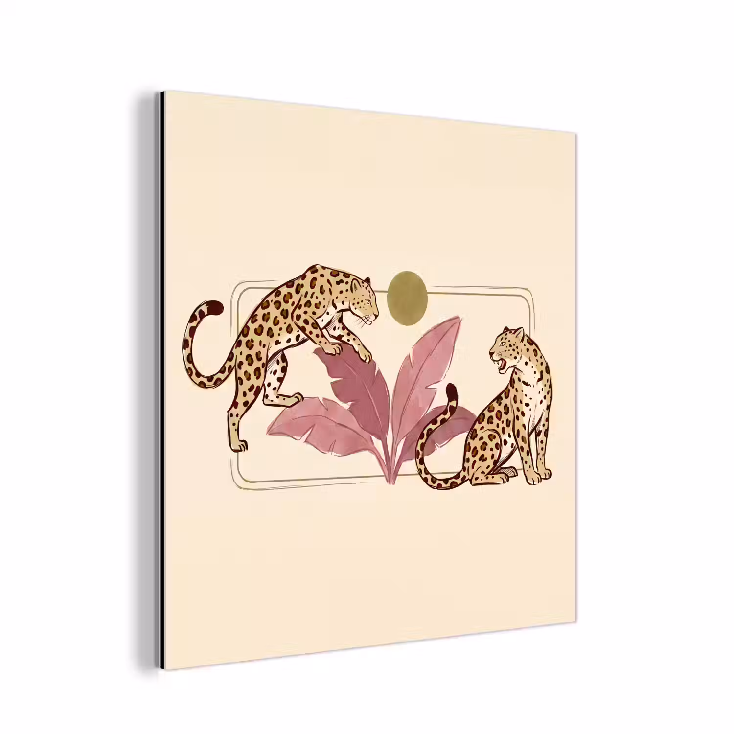 Dieren - Kat - Jungle - Illustratie - Beige aluminium wit klein -3d