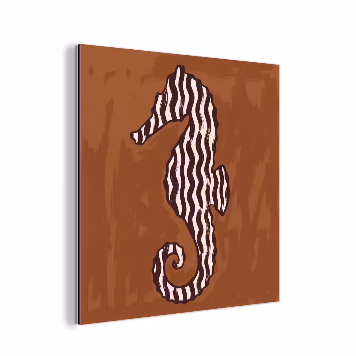 Dieren - Zeepaardje - Abstract - Bruin - Strepen aluminium wit klein -3d