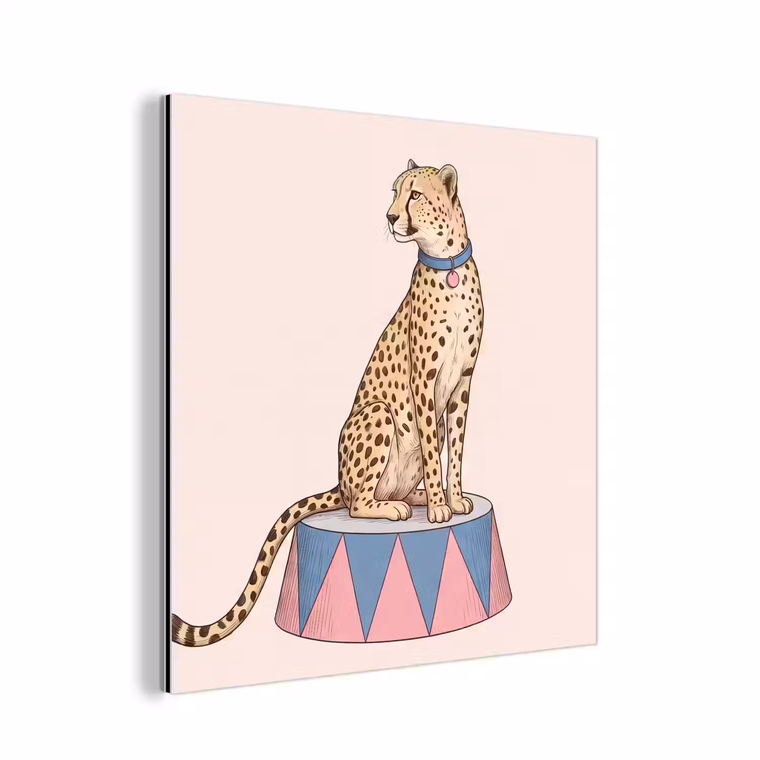 Dieren - Circus - Illustratie - Vintage - Roze aluminium wit klein -3d
