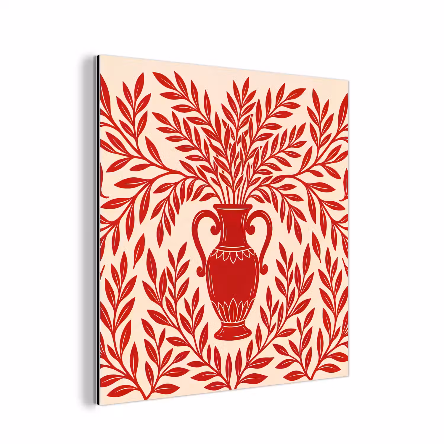 Vaas - Planten - Decoratie - Abstract - Rood aluminium wit klein -3d