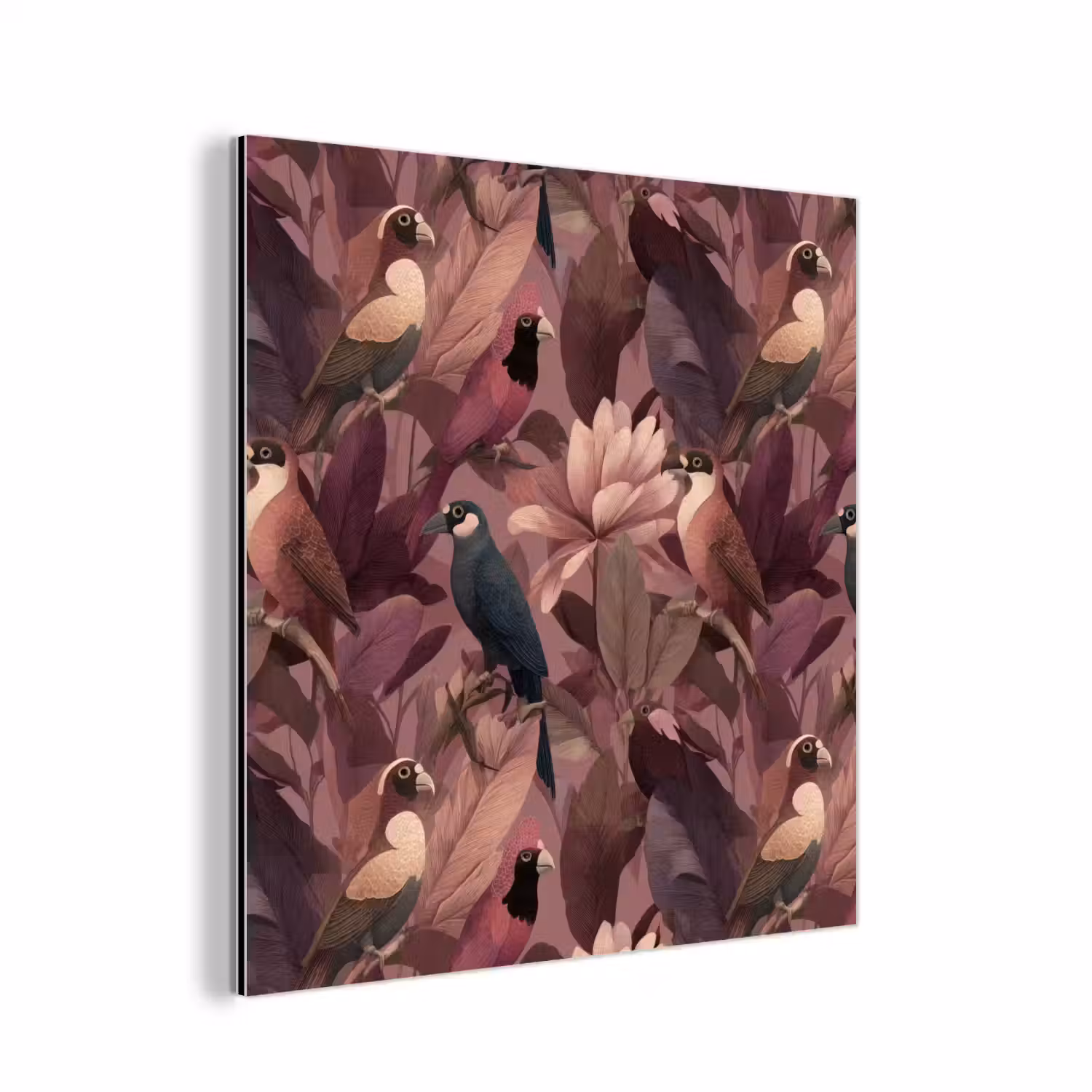 Vogels - Bladeren - Roze aluminium wit klein 46 -3d