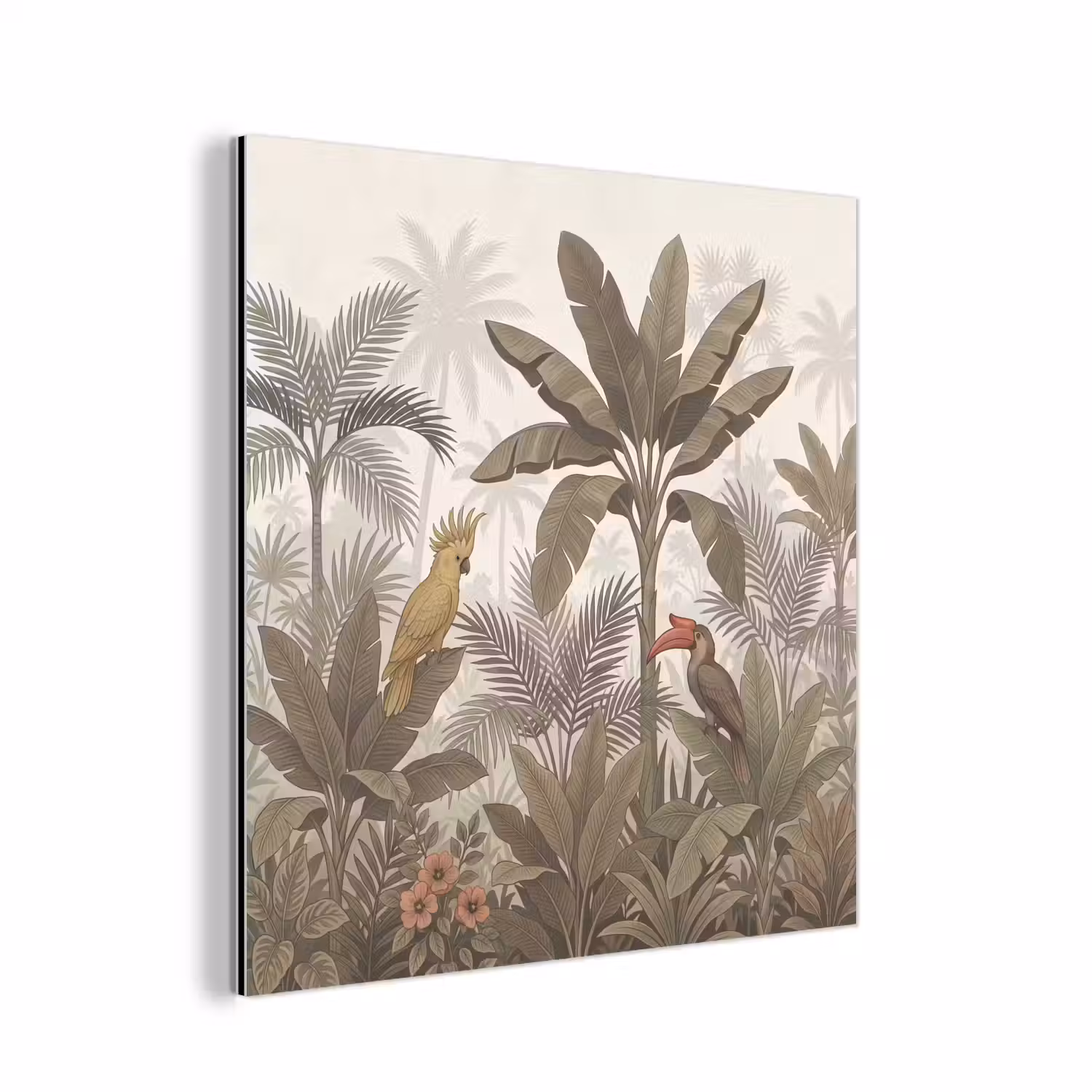 Vogel - Jungle - Tropisch - Illustratie - Groen aluminium wit klein -3d