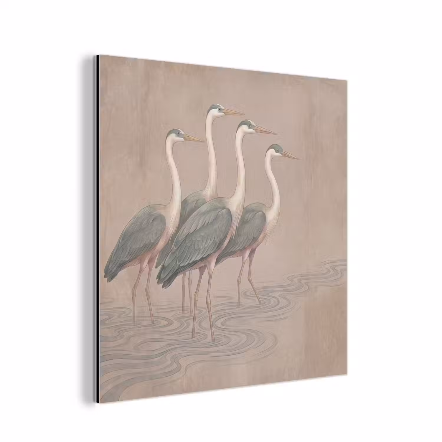 Vogel - Water - Natuur - Vintage aluminium wit klein -3d
