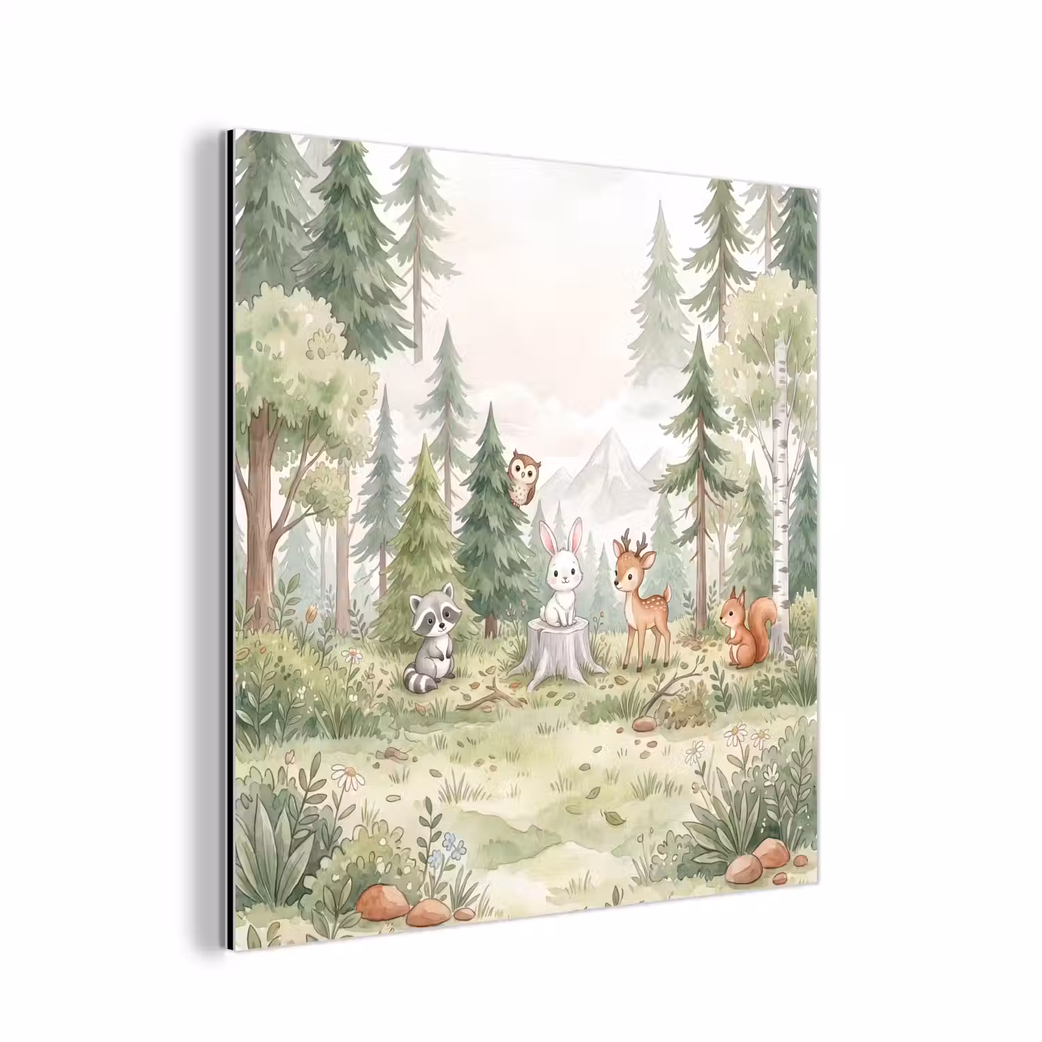 Bos - Dieren - Groen aluminium wit klein -3d
