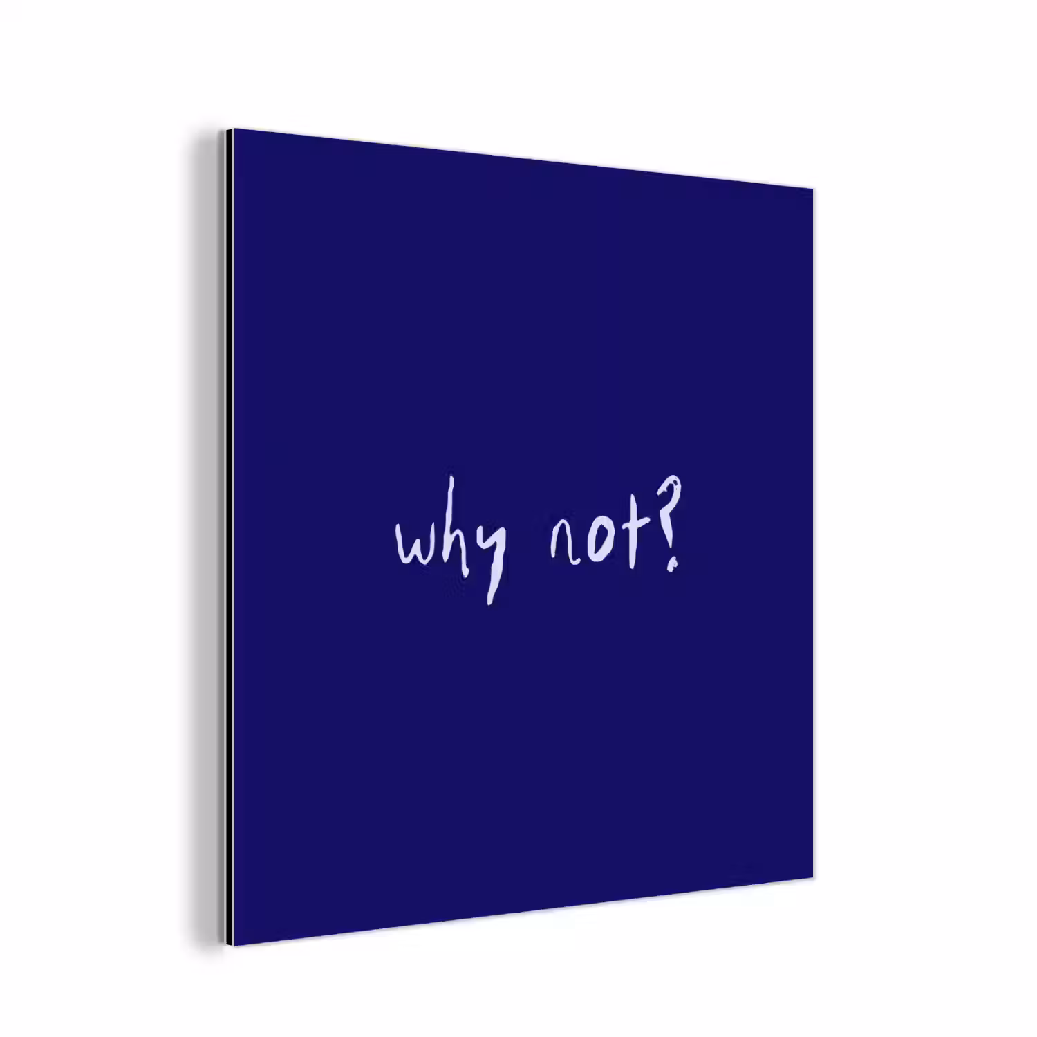 Why not - Blauw - Handgeschreven aluminium wit klein -3d