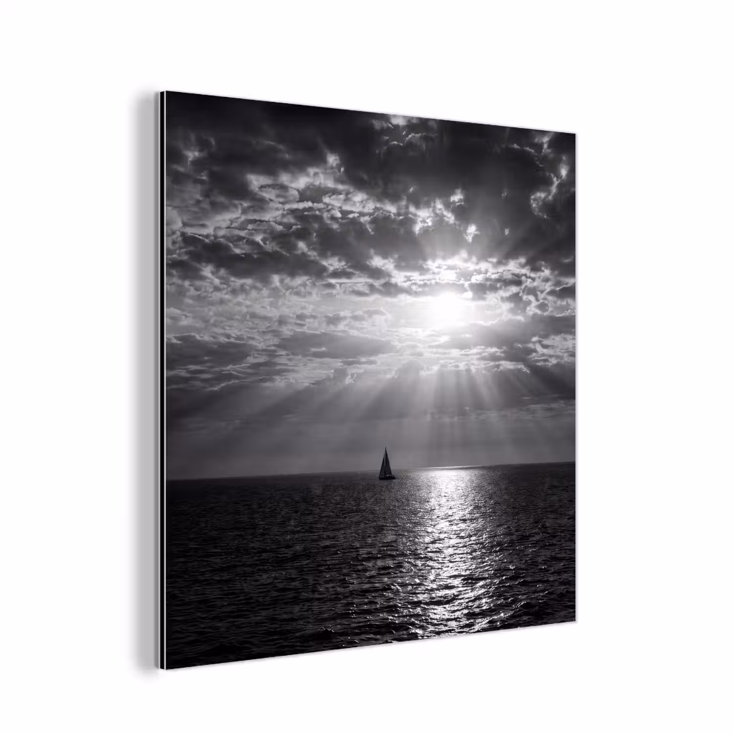 Water - Boot - Lucht - Natuur - Zwart-wit aluminium wit klein -3d