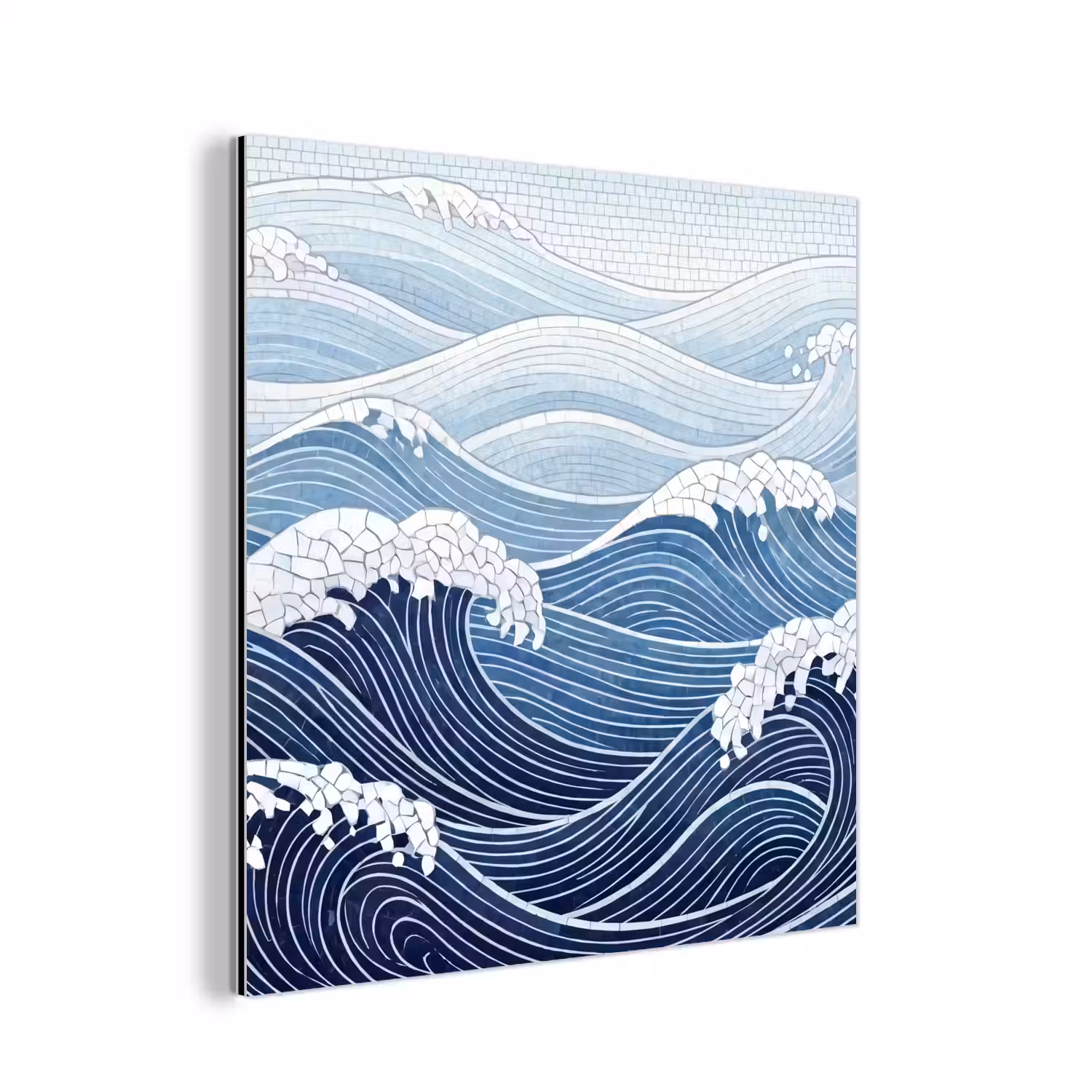 Water - Mozaïek - Landschap - Modern - Blauw aluminium wit klein -3d