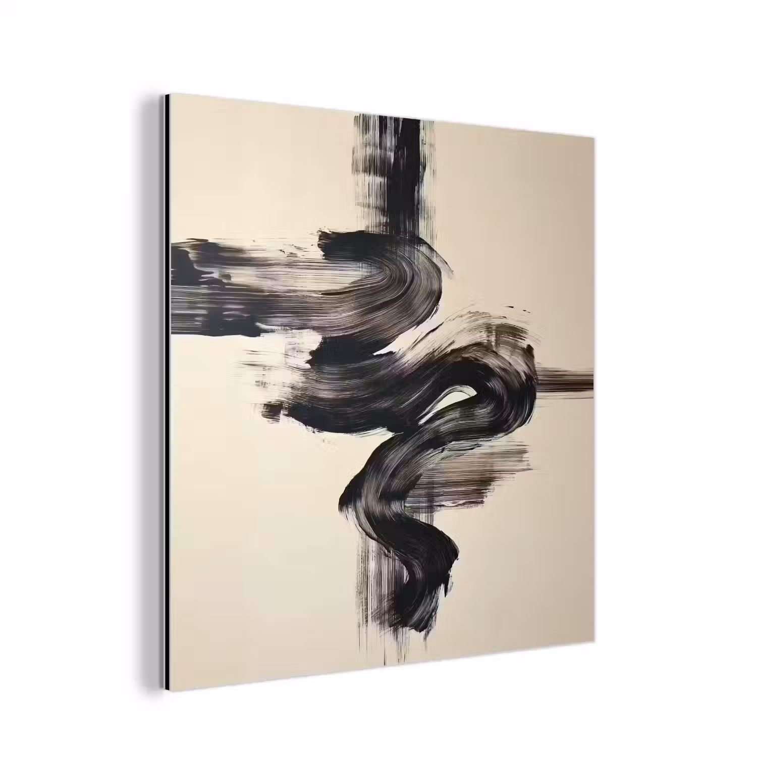 Golven - Penseelstreken - Beige - Minimalistisch aluminium wit klein -3d