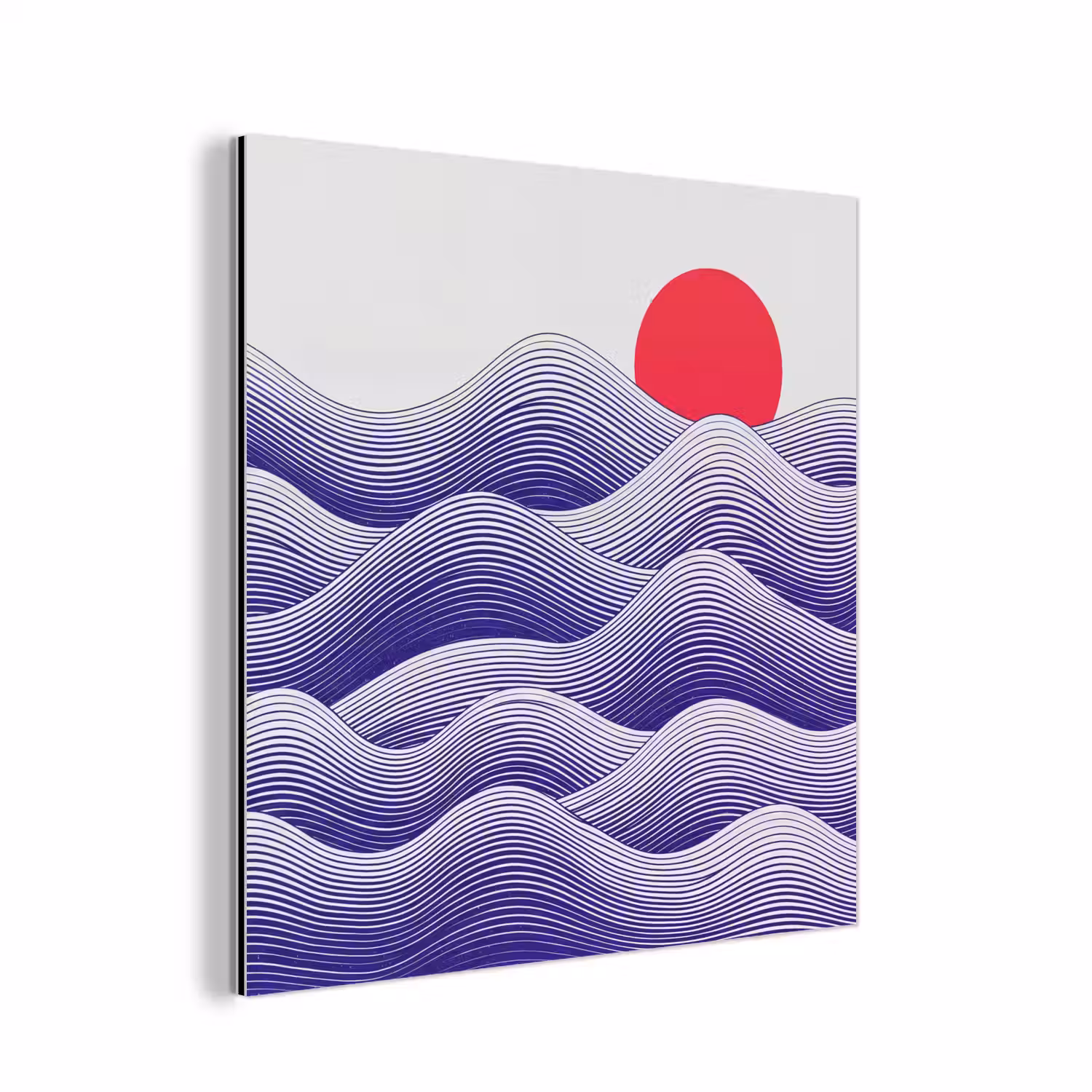 Golven - Zon - Natuur - Abstract - Rood aluminium wit klein -3d
