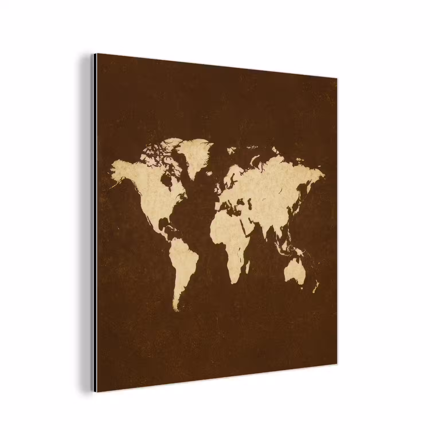 Wereldkaart - Antiek - Bruin aluminium wit klein -3d