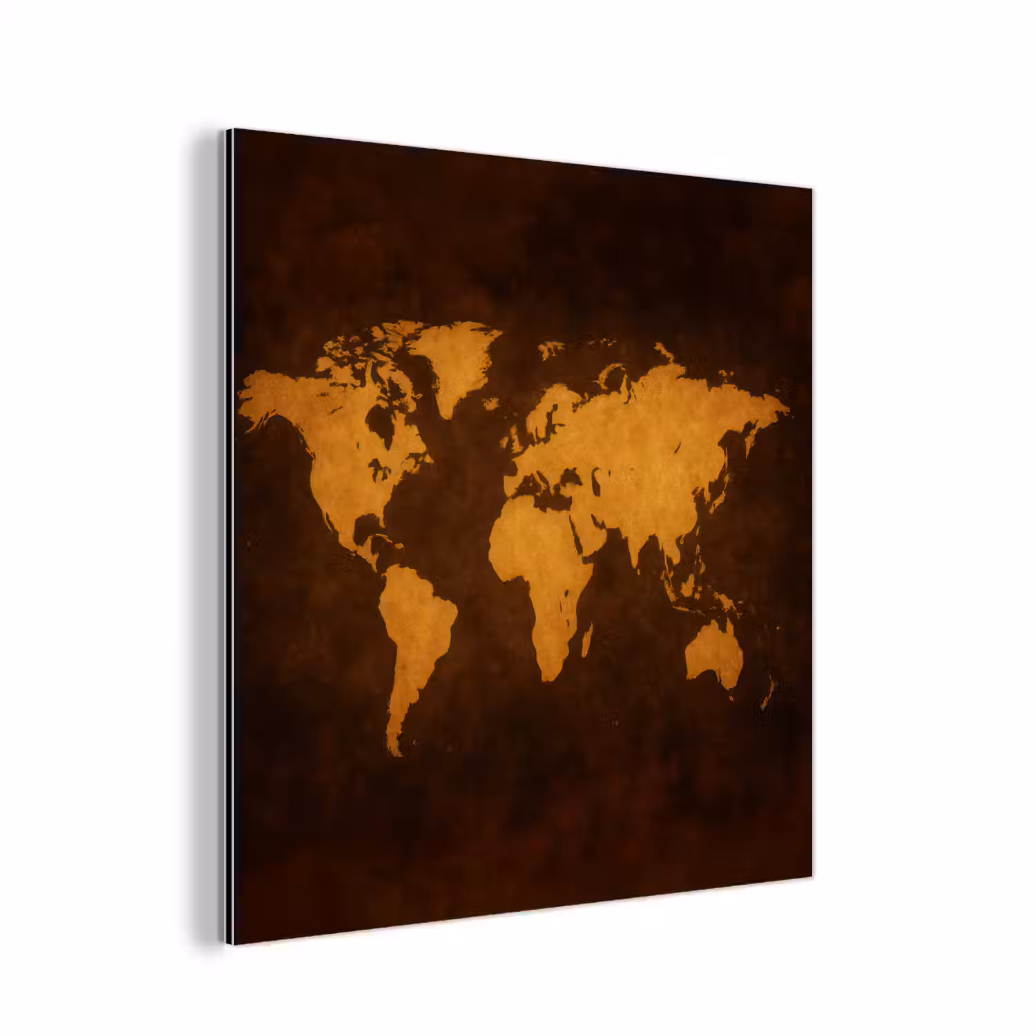 Wereldkaart - Antiek - Lederen stijl aluminium wit klein -3d