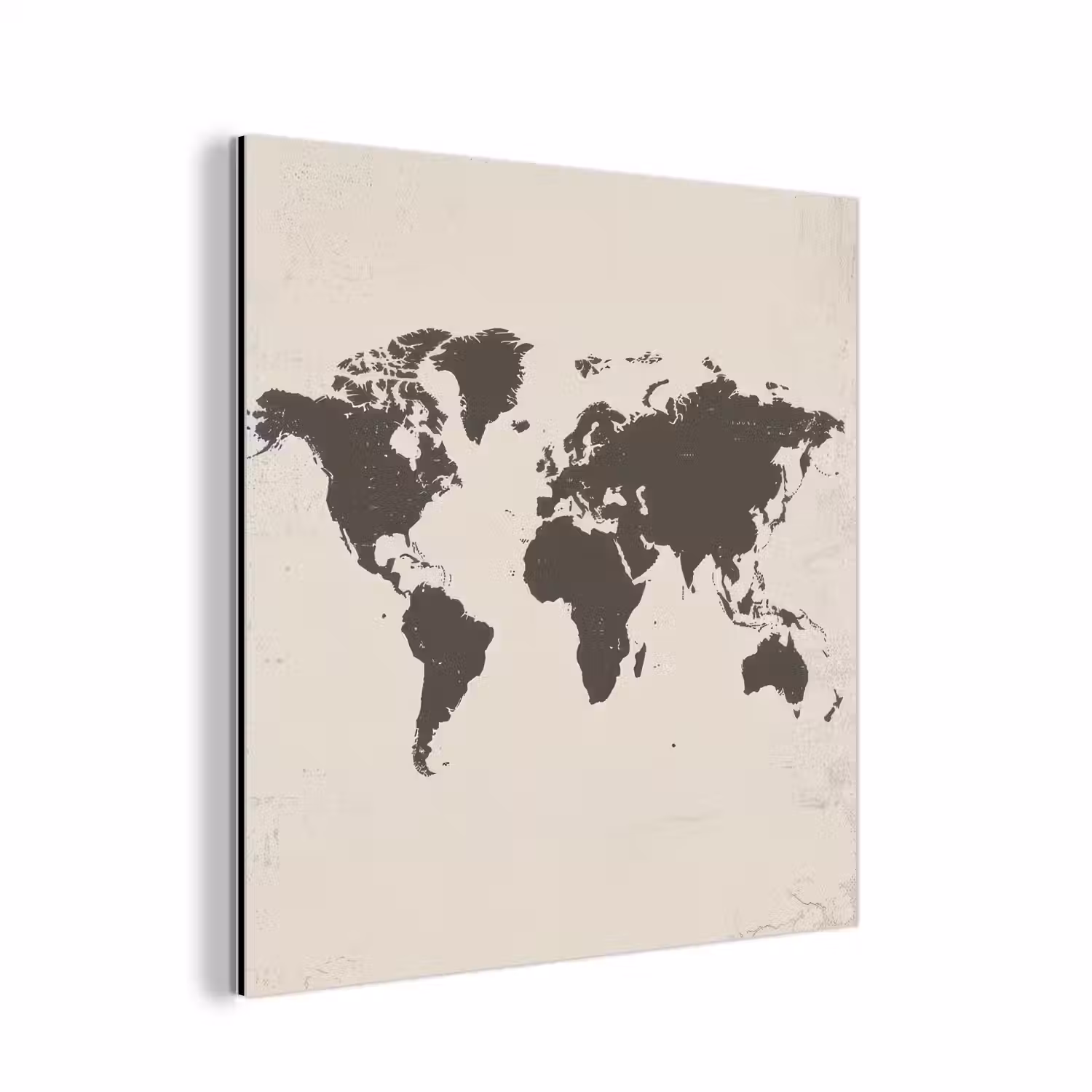 Wereldkaart - Stempelstijl - Ruw aluminium wit klein -3d