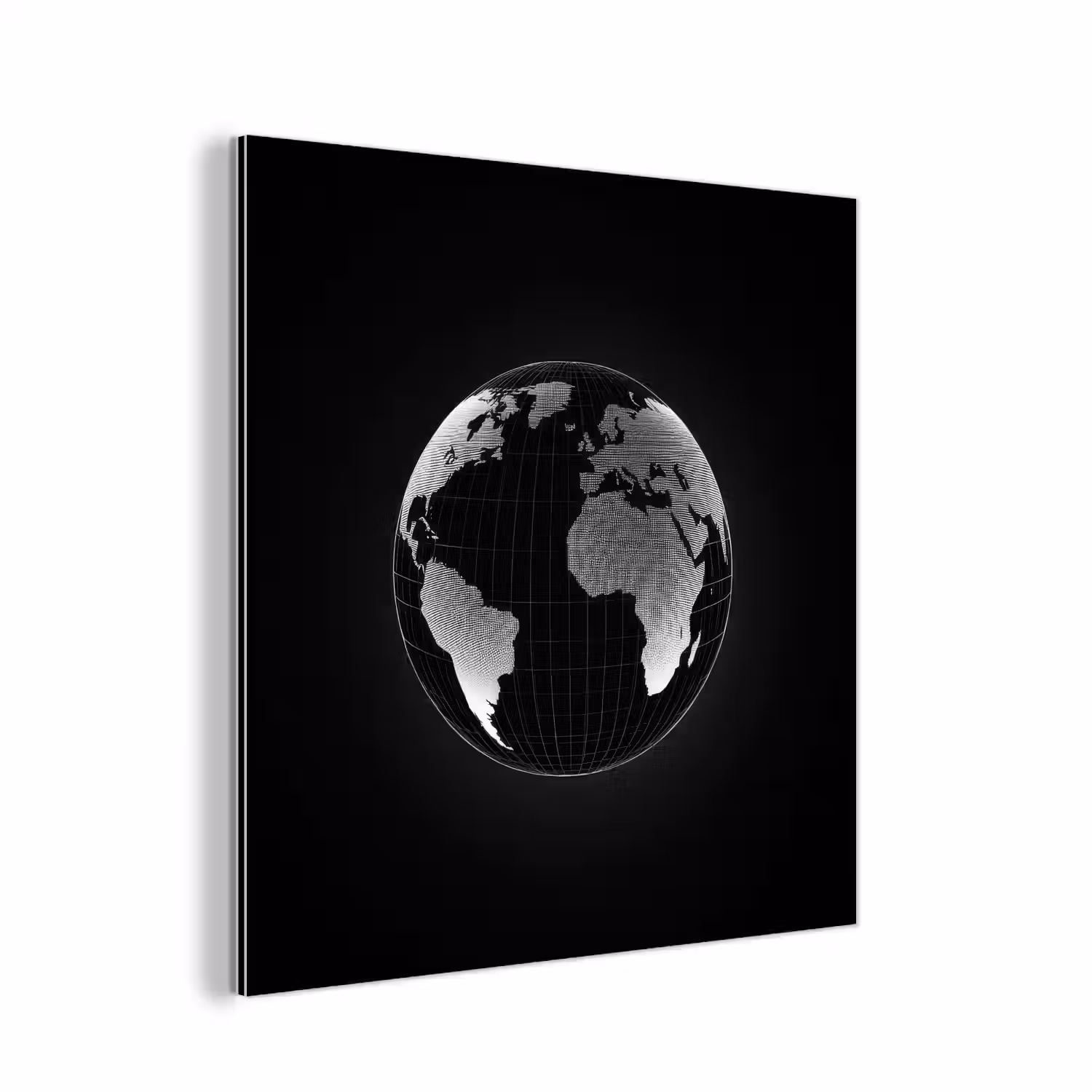 Wereldkaart - Digitaal - Raster - Wereldbol aluminium wit klein -3d