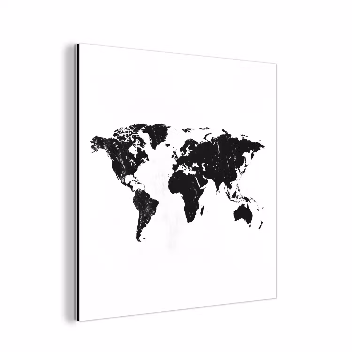 Wereldkaart - Verf - Zwart - Wit aluminium wit klein -3d