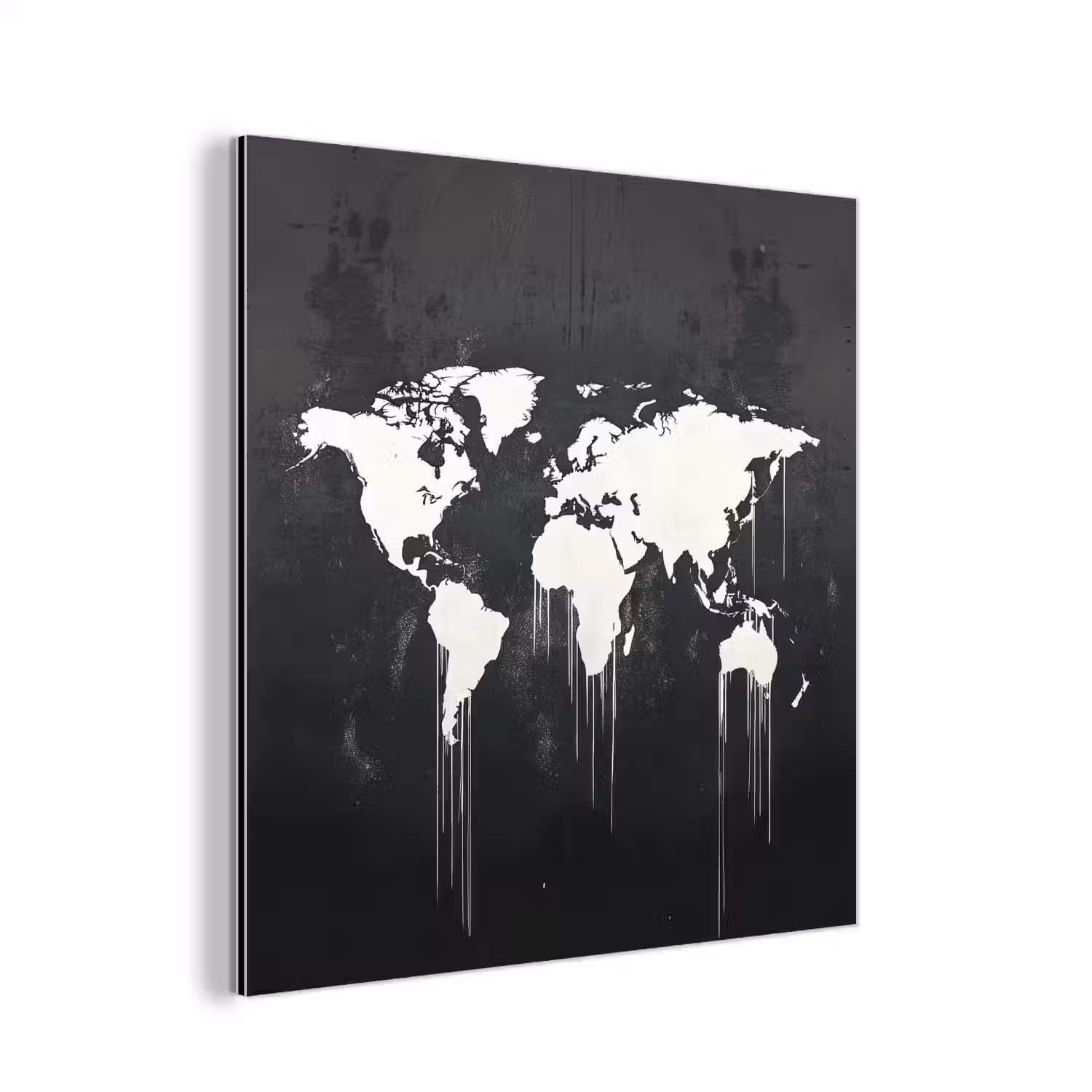 Wereldkaart - Verf - Wit aluminium wit klein -3d