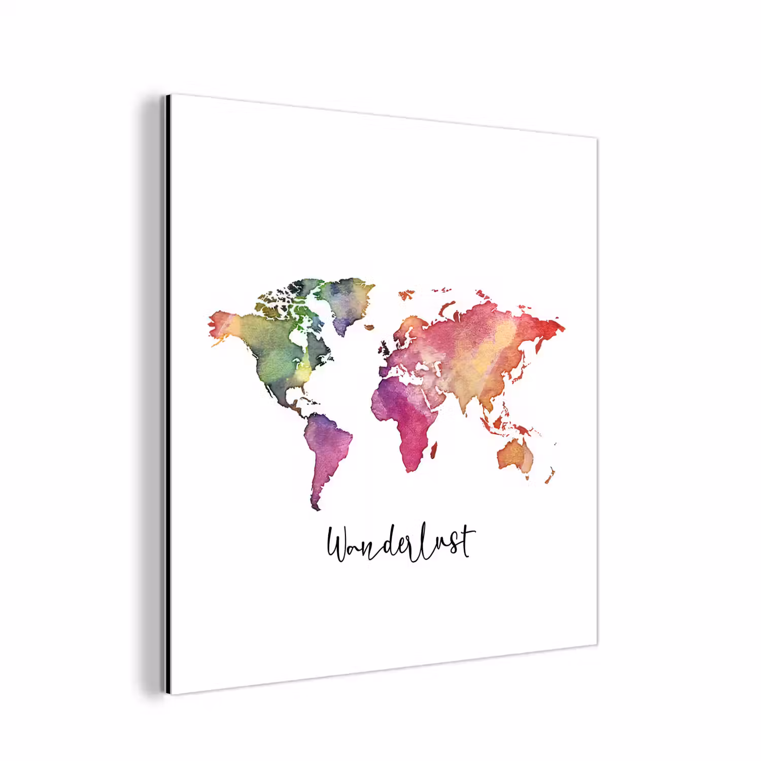 Wereldkaart - Wanderlust - Paars aluminium wit klein -3d