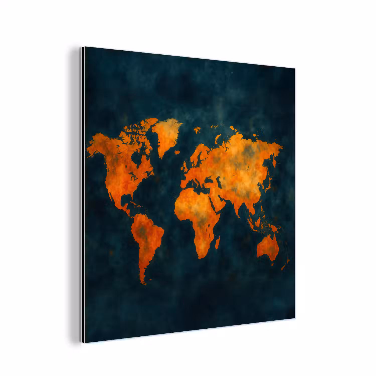Wereldkaart - Vurige kleuren - Expressieve stijl aluminium wit klein -3d