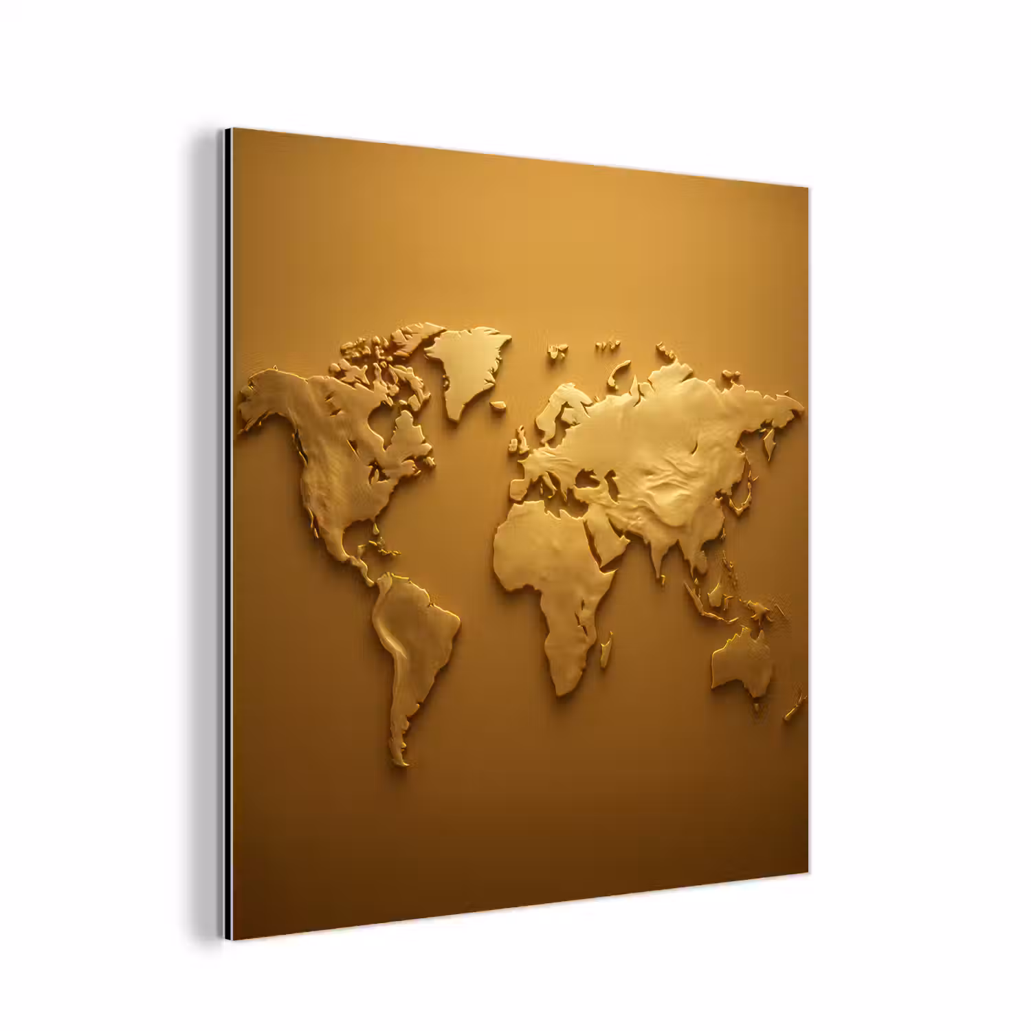 Wereldkaart - Vloeiend - Reliëfachtige wereldkaart aluminium wit klein -3d