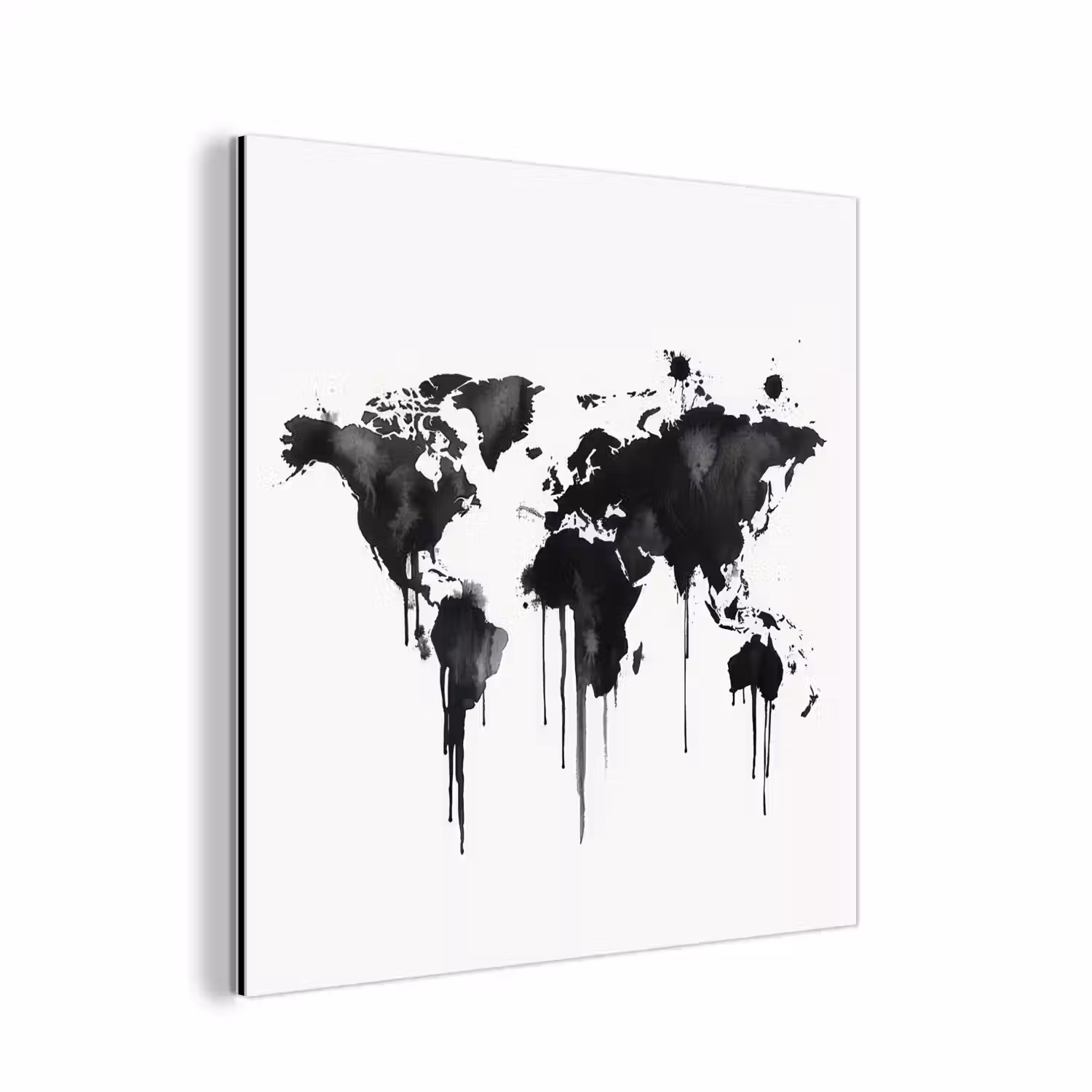 Wereldkaart - Graffiti - Zwart aluminium wit klein -3d