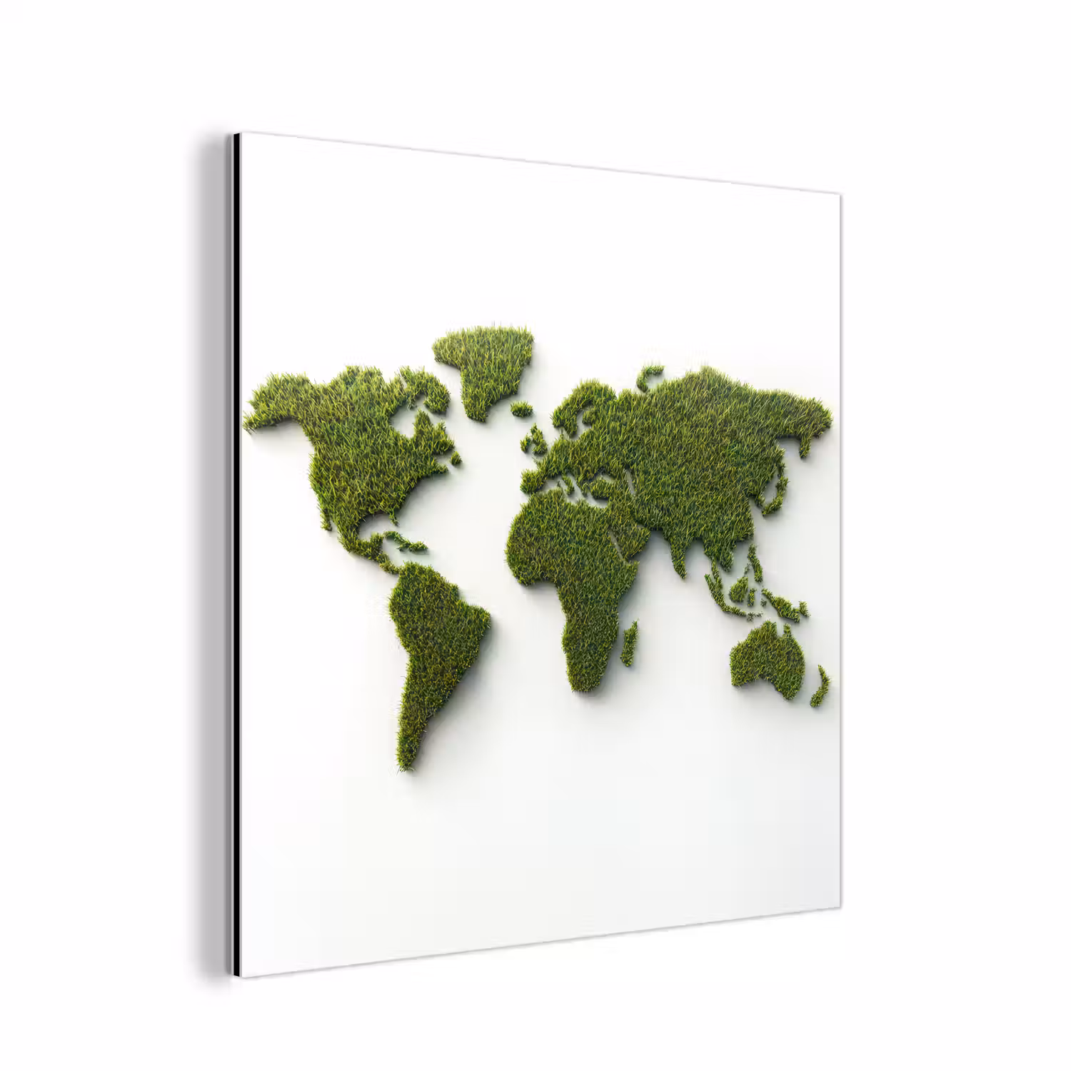 Wereldkaart - Gras textuur aluminium wit klein -3d