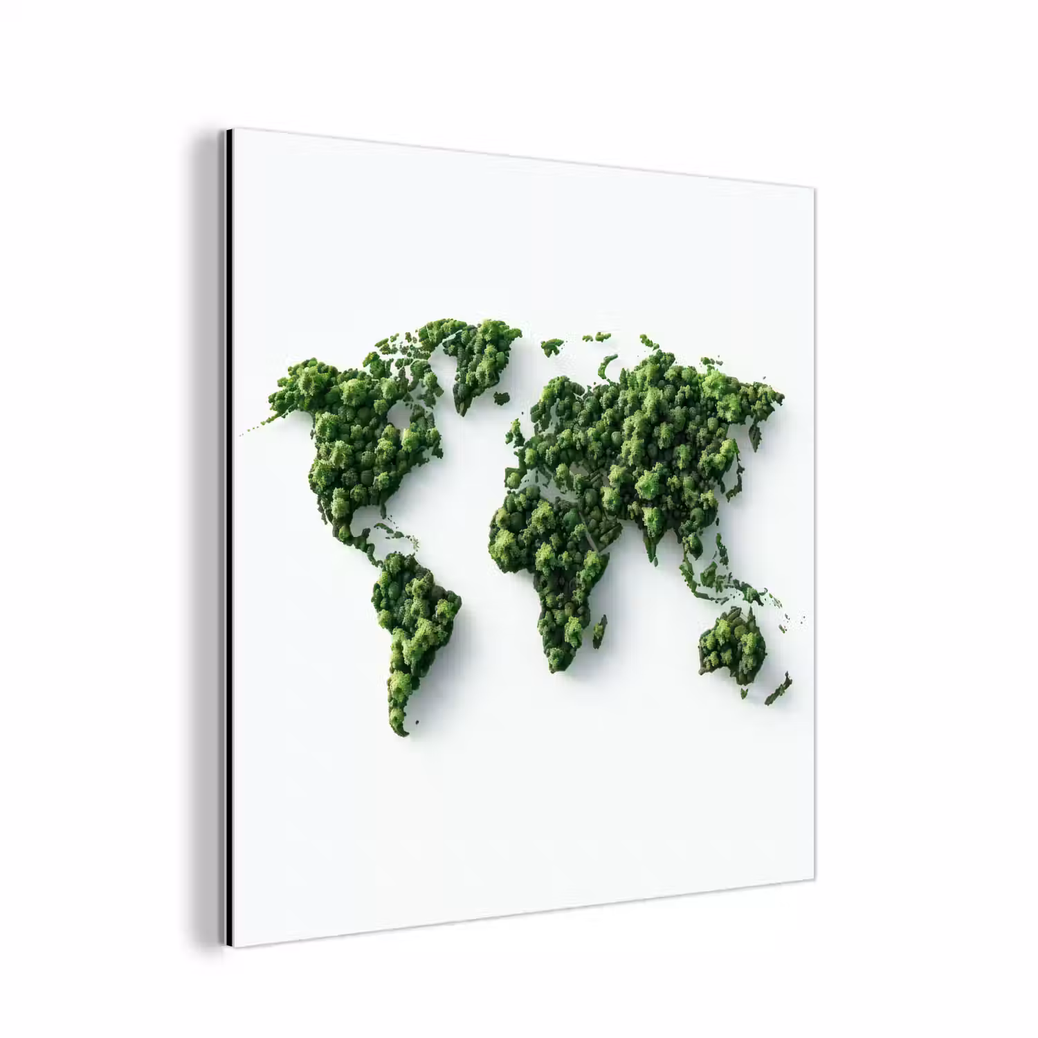 Wereldkaart - Groene bomen aluminium wit klein -3d