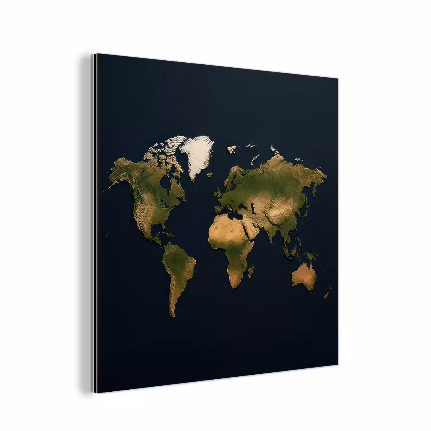 Wereldkaart - Contrast - Minimalistisch - Blauw aluminium wit klein -3d