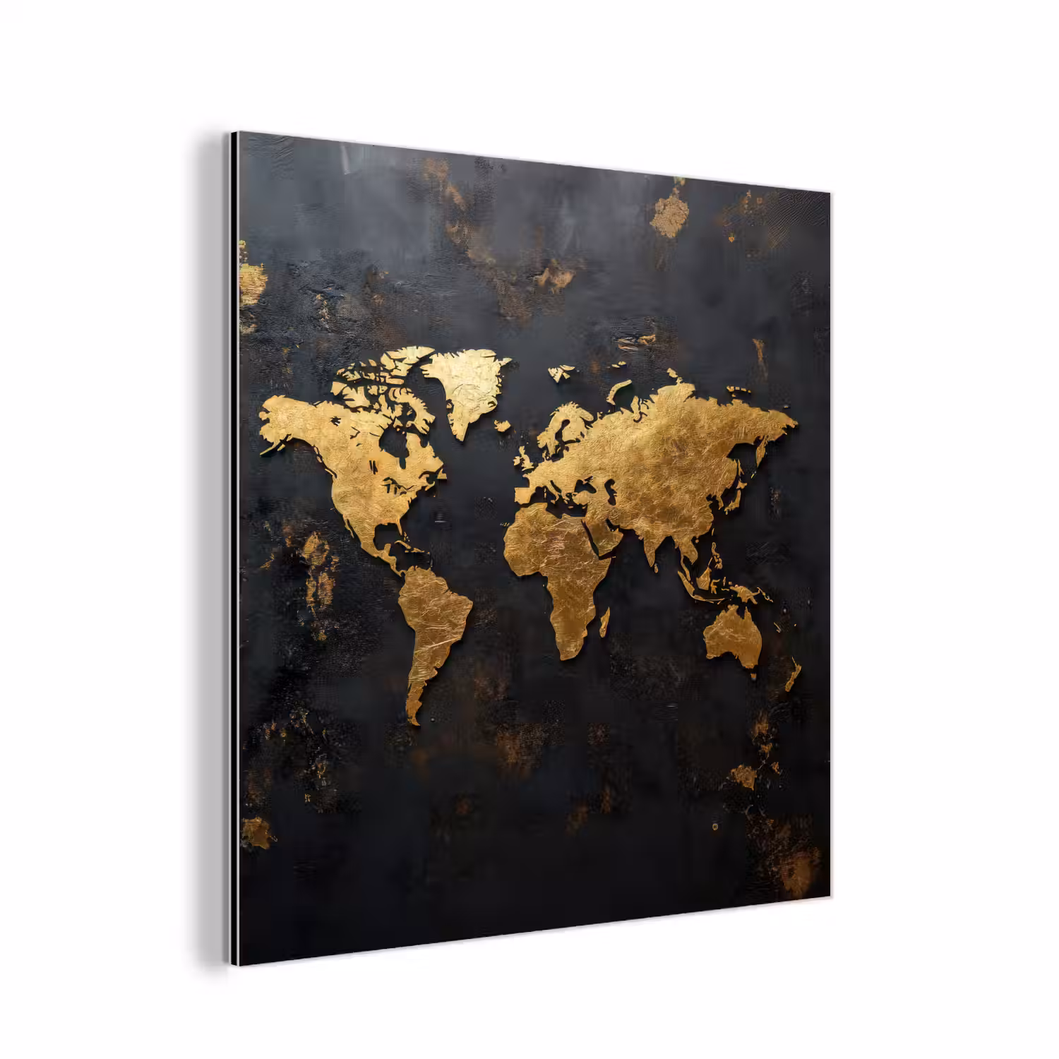 Wereldkaart - Artistiek - Zwart aluminium wit klein -3d