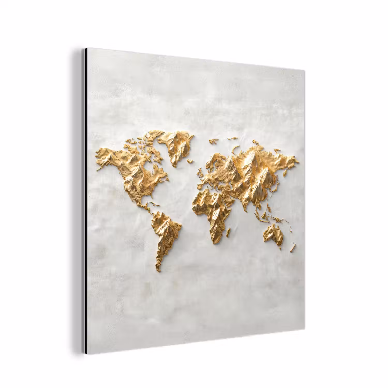 Wereldkaart - Artistiek - Grillige textuur aluminium wit klein -3d