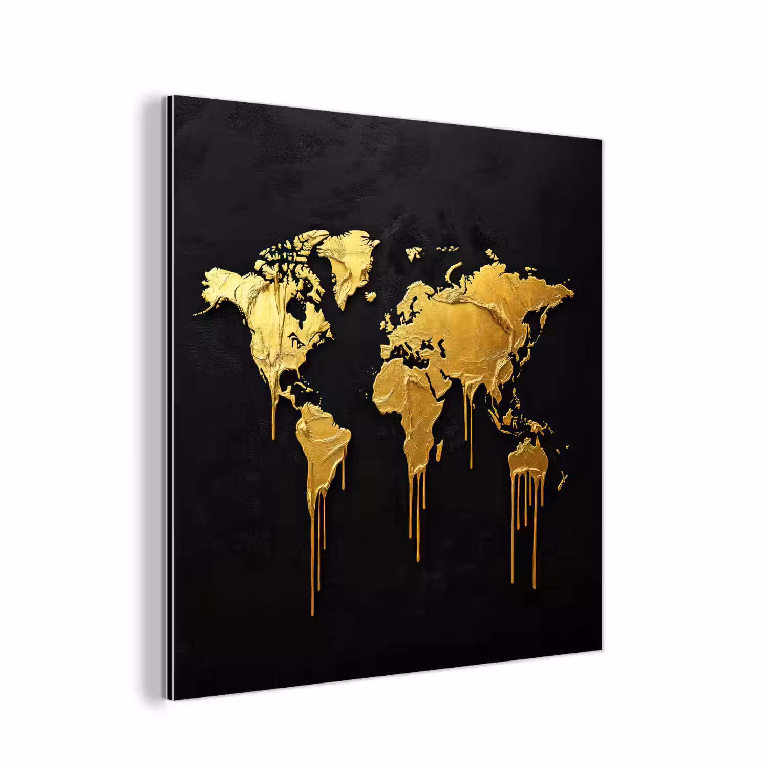 Wereldkaart - Lange druppels - Contrast aluminium wit klein -3d