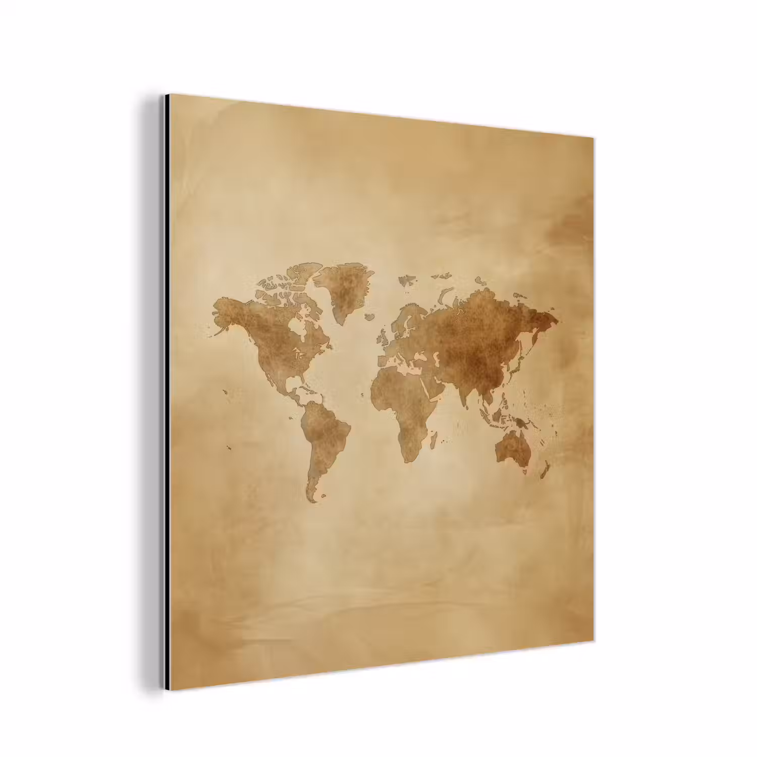 Wereldkaart - Lederen textuur aluminium wit klein -3d