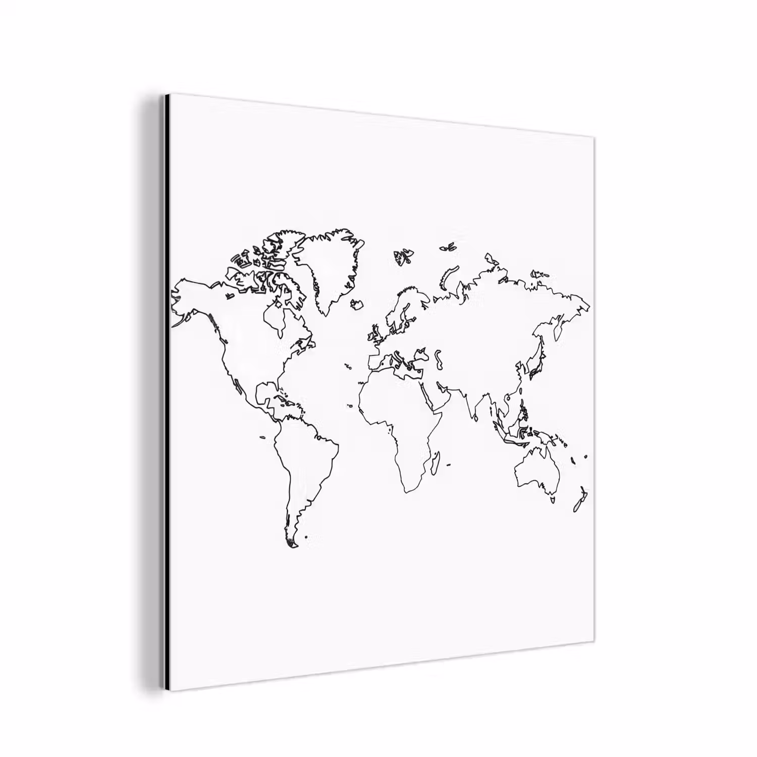 Wereldkaart - Lijnen - Wit aluminium wit klein -3d