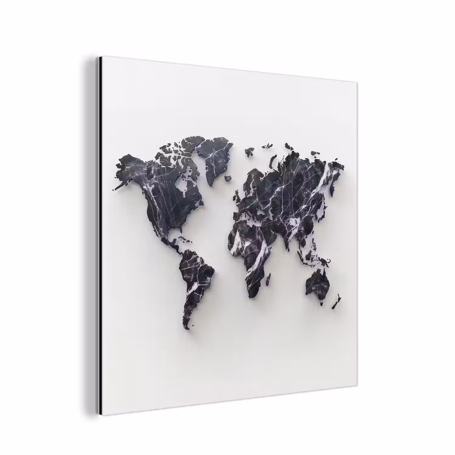 Wereldkaart - Marmer - Modern aluminium wit klein -3d