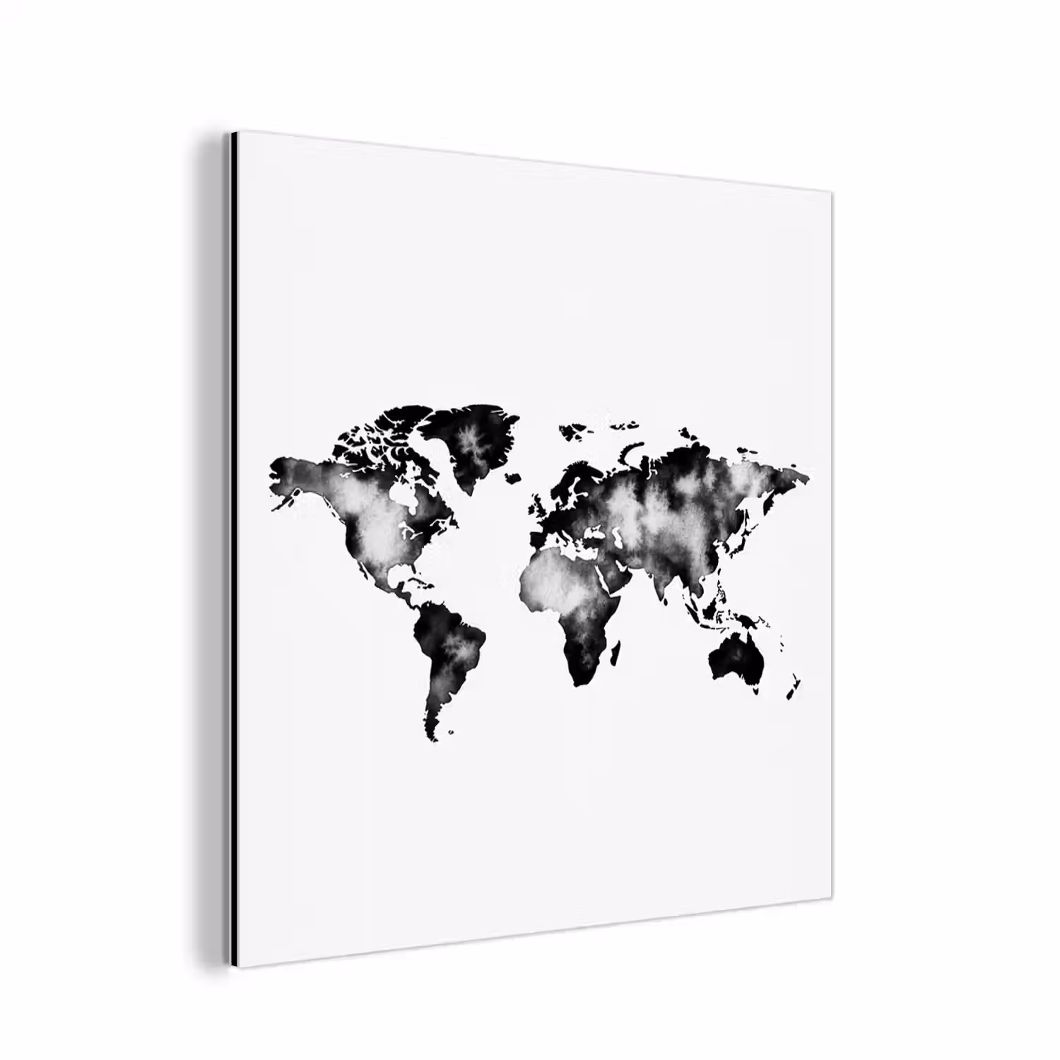 Wereldkaart - Minimalistisch aluminium wit klein -3d