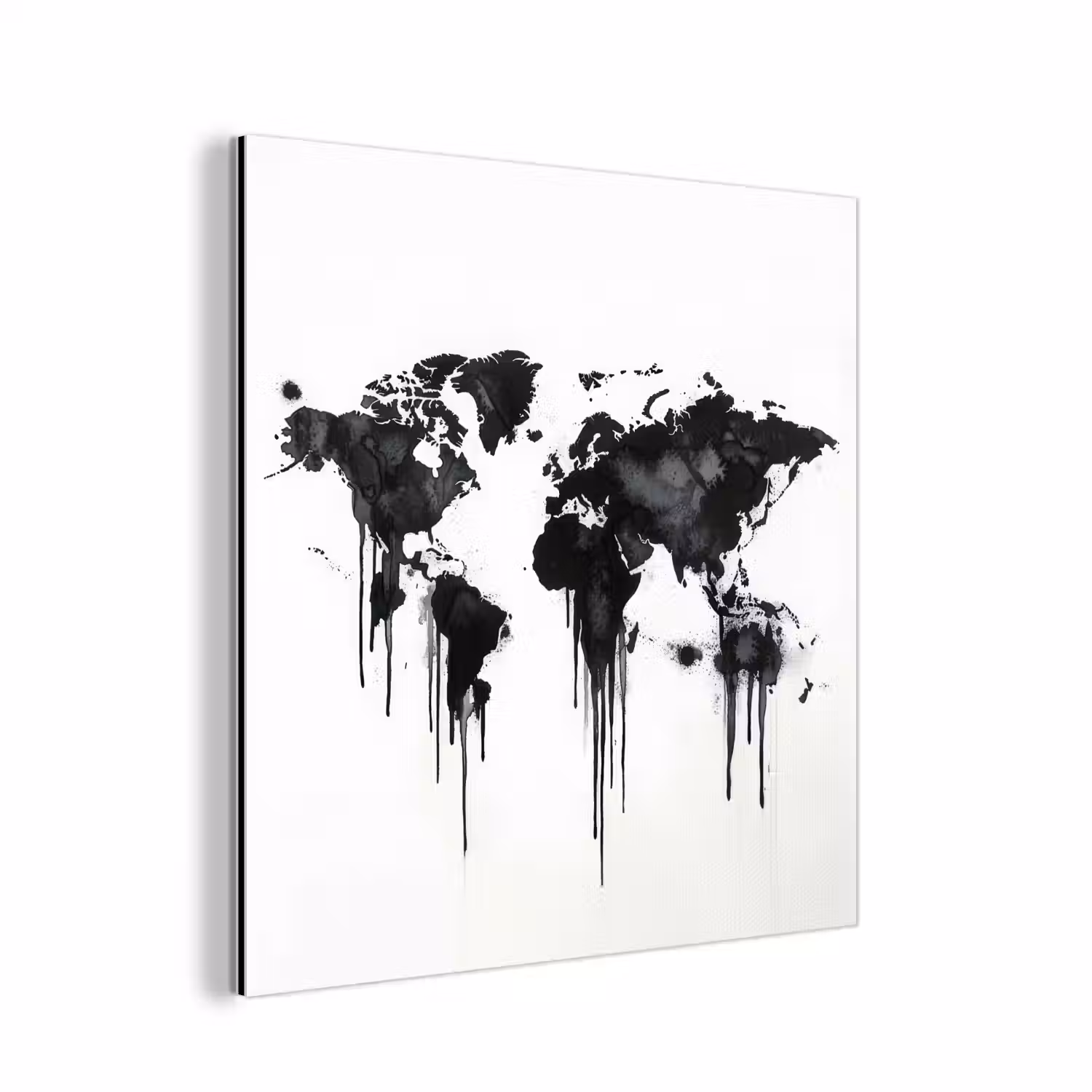 Wereldkaart - Minimalistisch - Graffiti aluminium wit klein -3d