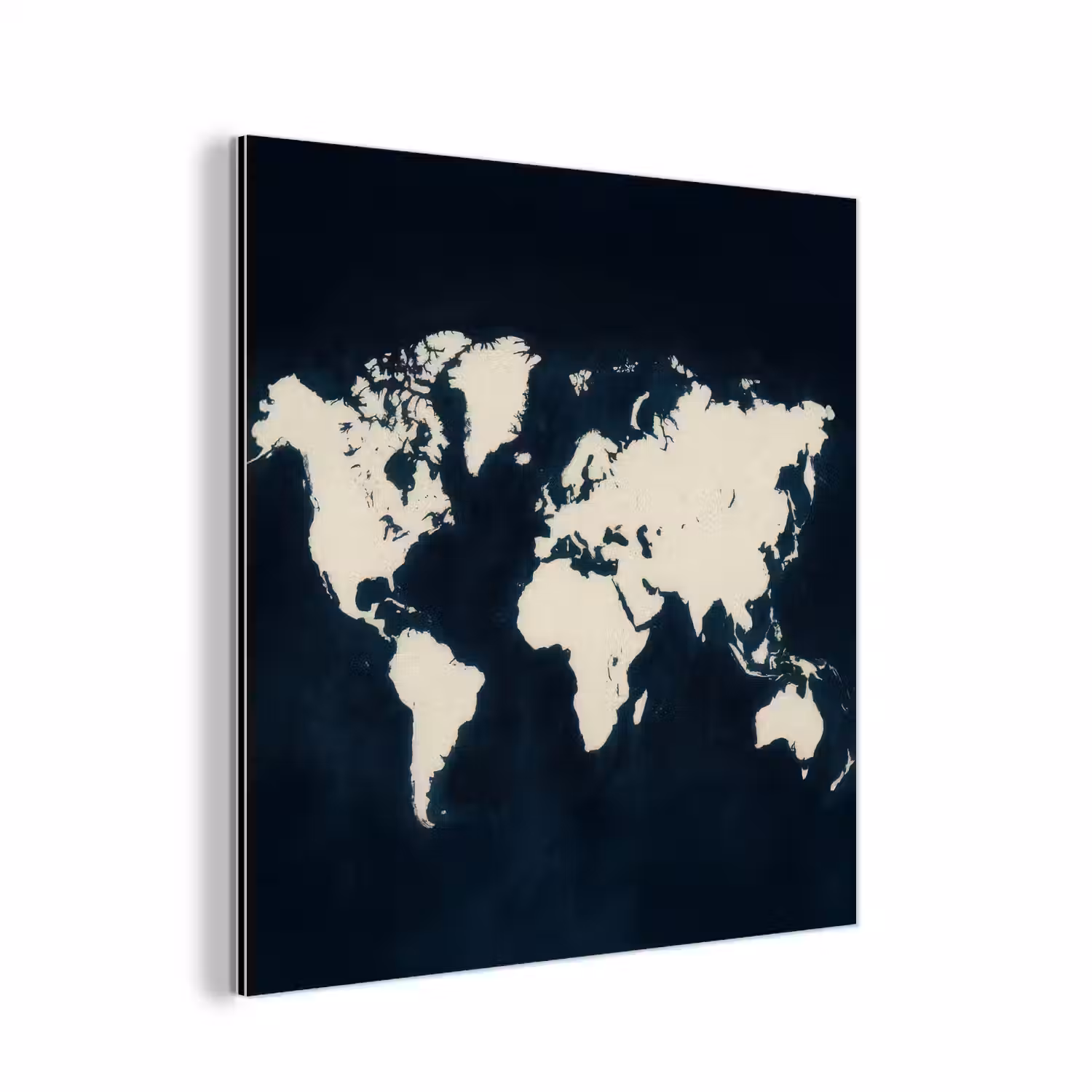 Wereldkaart - Minimalistisch - Contrast aluminium wit klein -3d