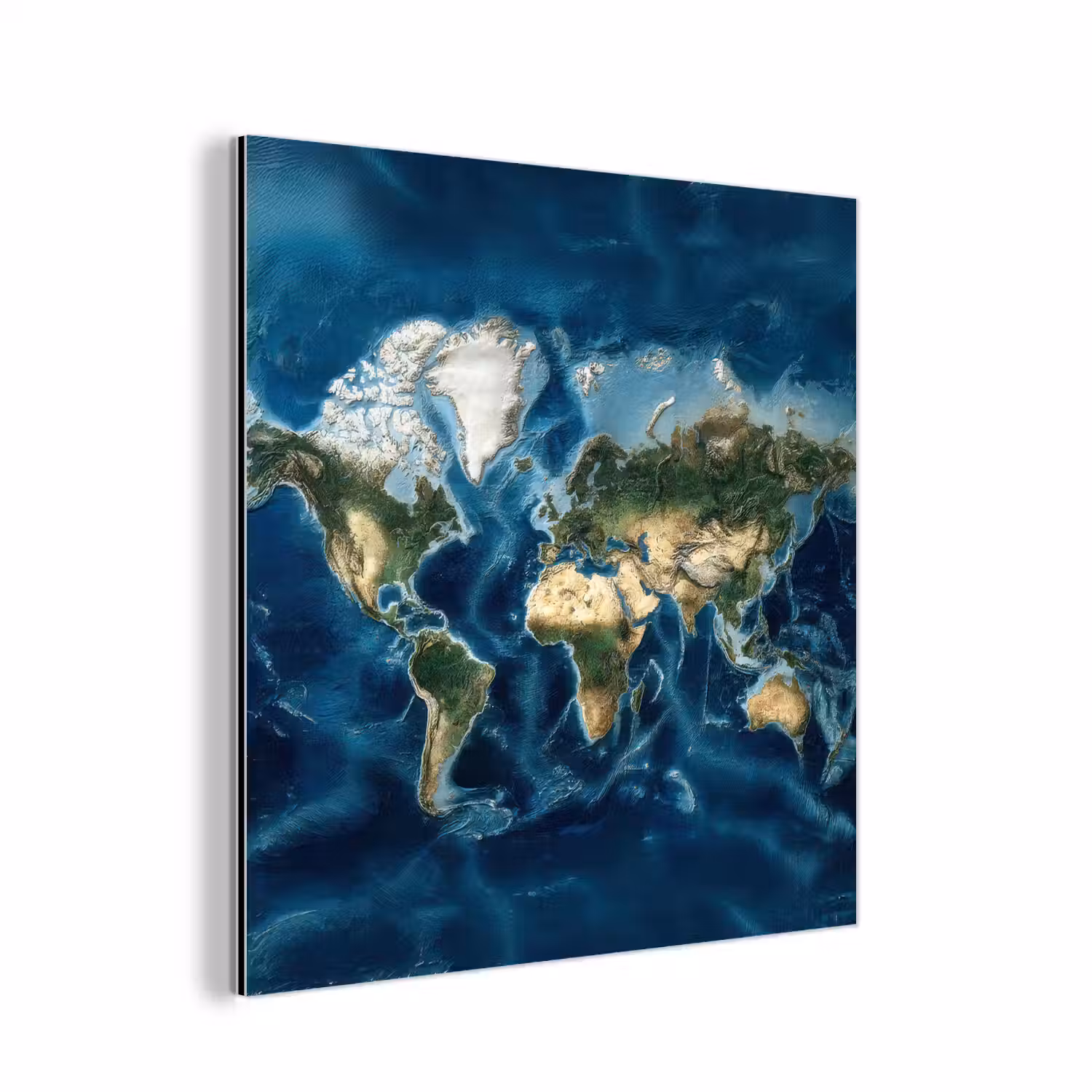 Wereldkaart - Natuurlijk - Goud aluminium wit klein -3d