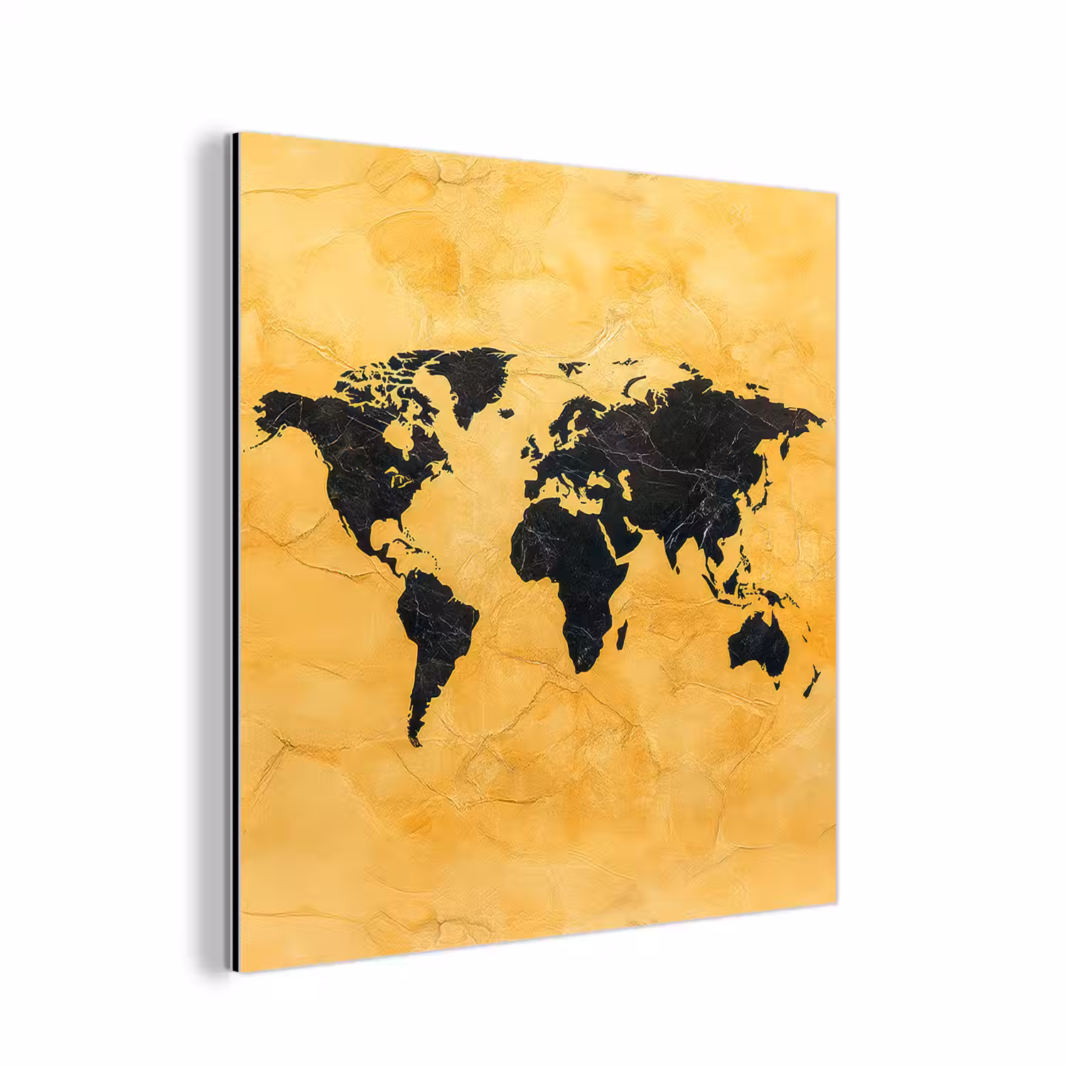 Wereldkaart - Stenen textuur - Goud aluminium wit klein -3d