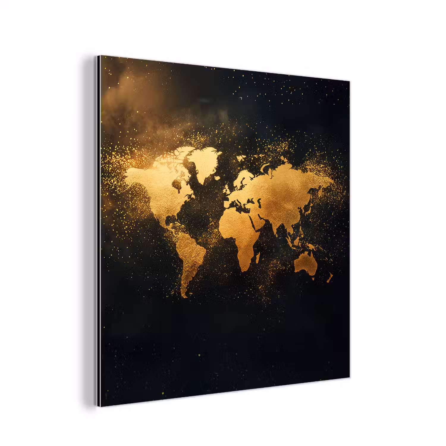 Wereldkaart - Sterrenbeelden - Gouden stippen aluminium wit klein -3d
