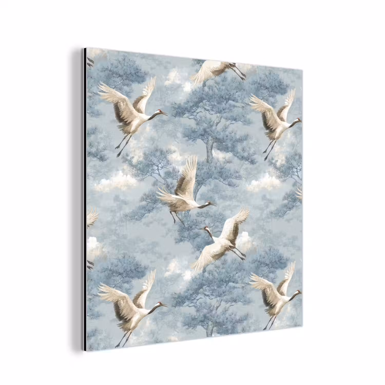 Wolken - Kraanvogels - Blauw aluminium wit klein 46 -3d