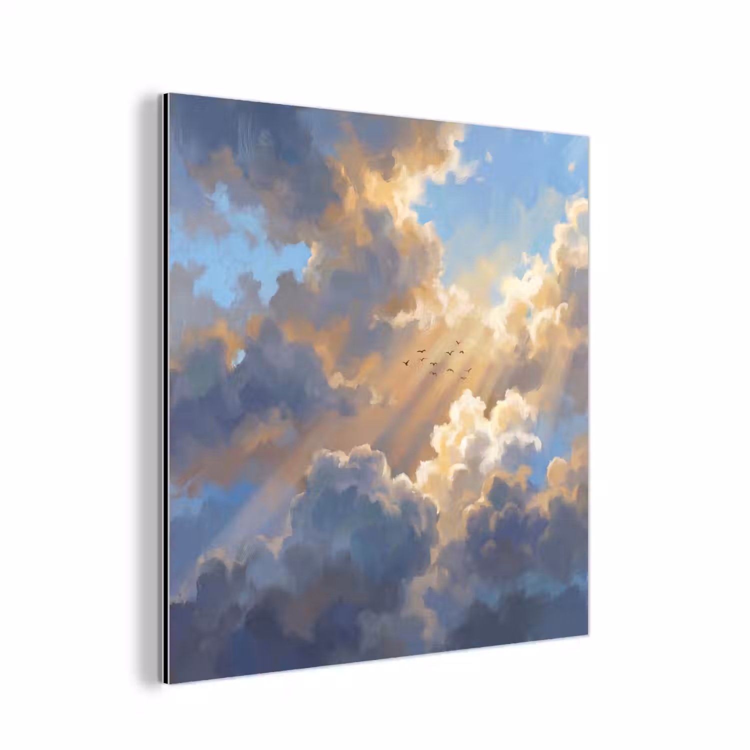 Wolken - Zonnestralen - Natuur - Abstract - Blauw aluminium wit klein -3d