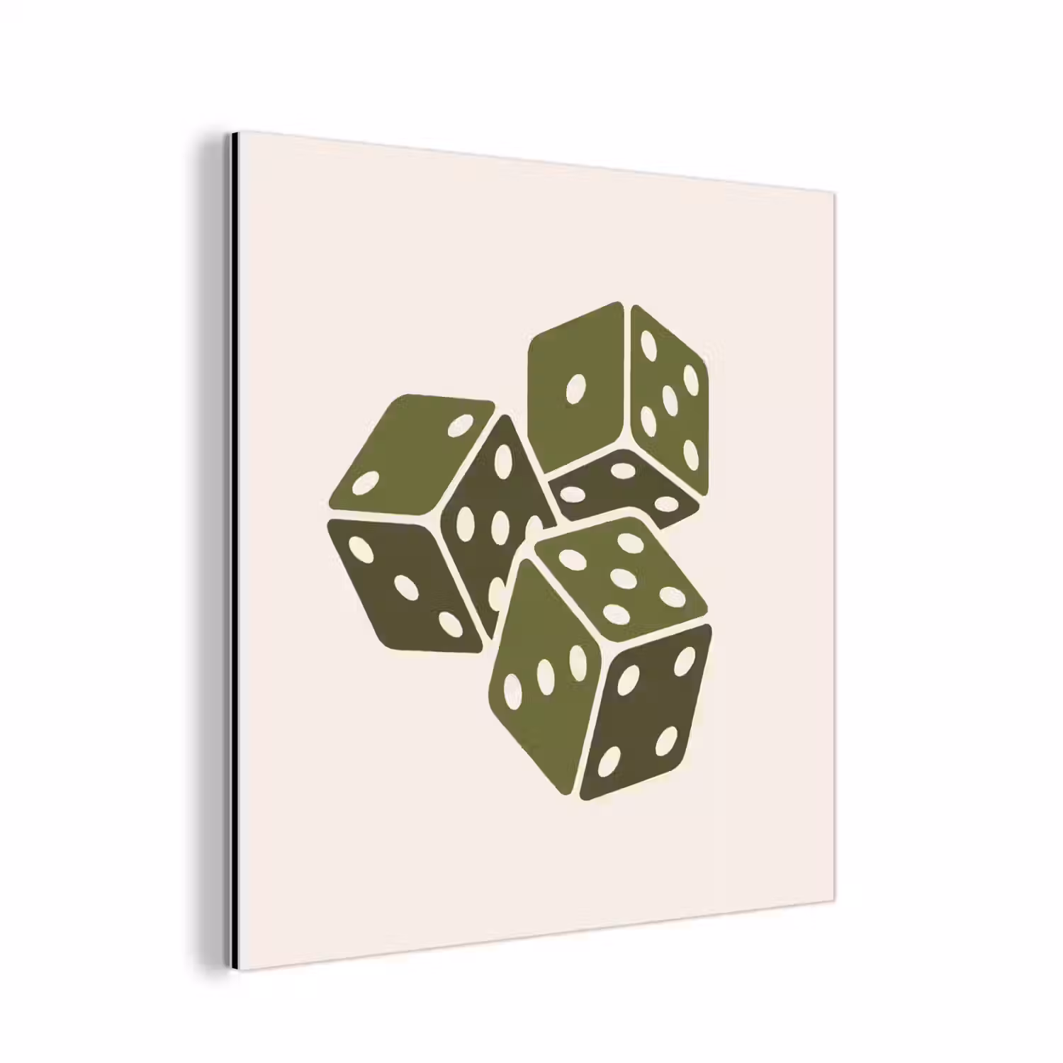 Dobbelsteen - Spel - Groen - Abstract aluminium wit klein -3d