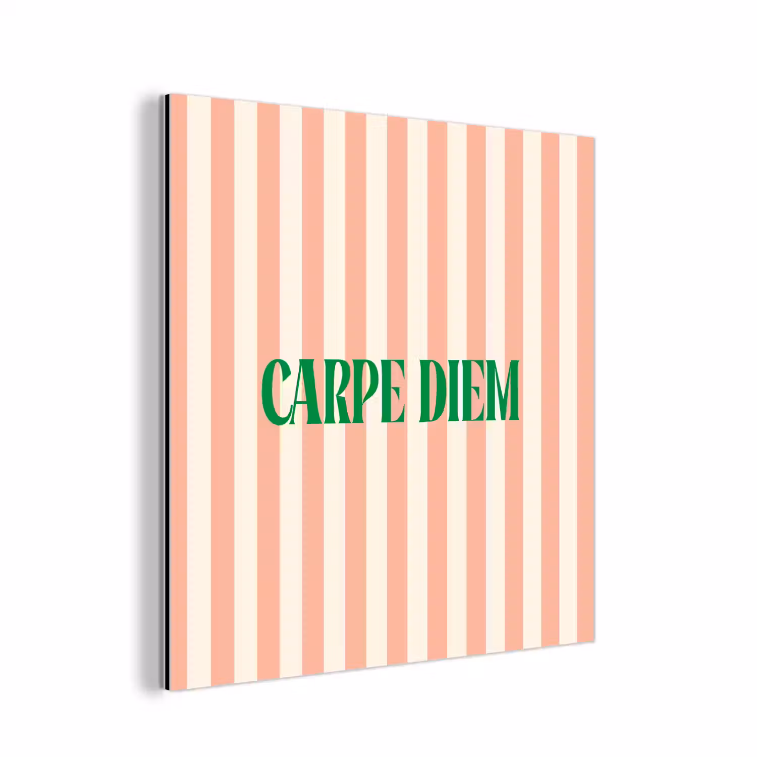 Zachtroze - Groen - Strepen - Carpe Diem aluminium wit klein -3d