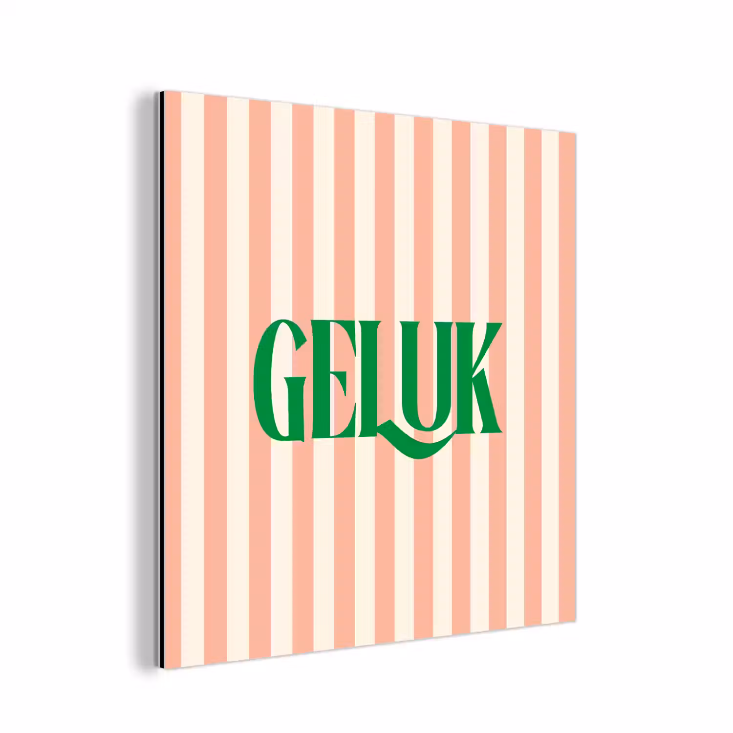 Zachtroze - Groen - Strepen - Geluk aluminium wit klein -3d