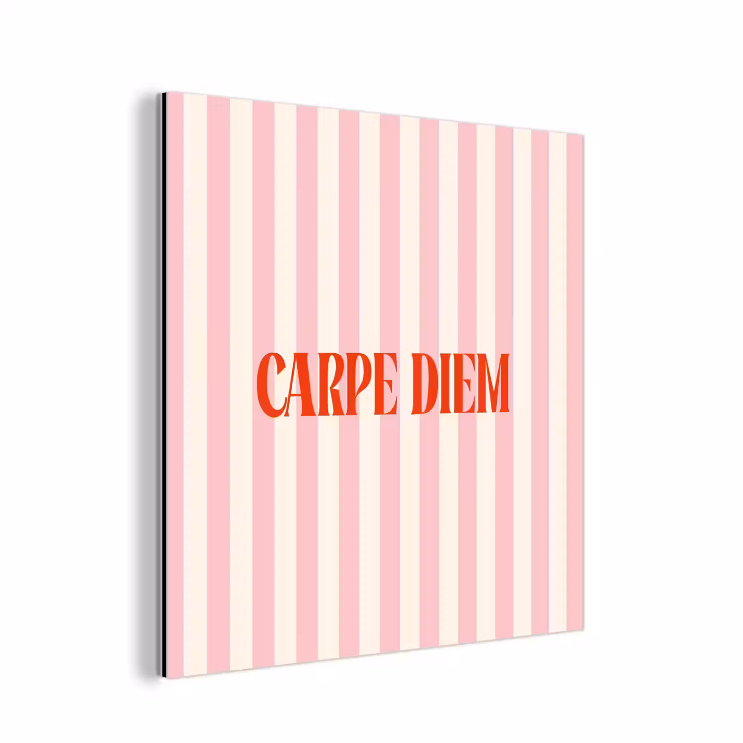 Zachtroze - Rood - Strepen - Carpe Diem aluminium wit klein -3d