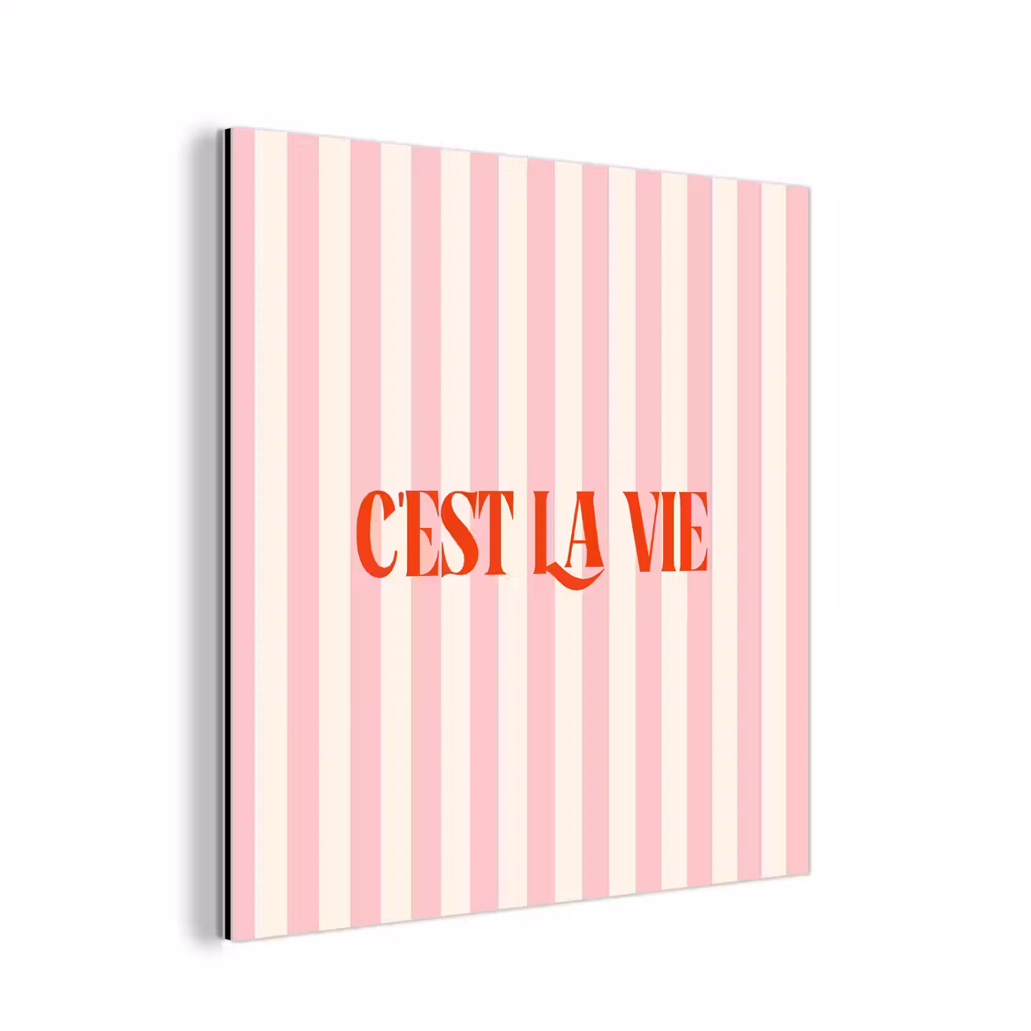Zachtroze - Rood - Strepen - C'est La Vie aluminium wit klein -3d