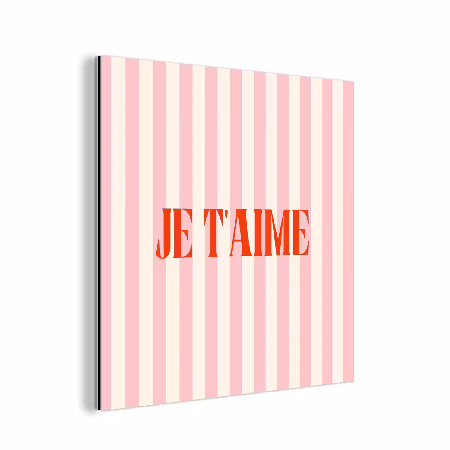 Zachtroze - Rood - Strepen - Je t'aime aluminium wit klein -3d