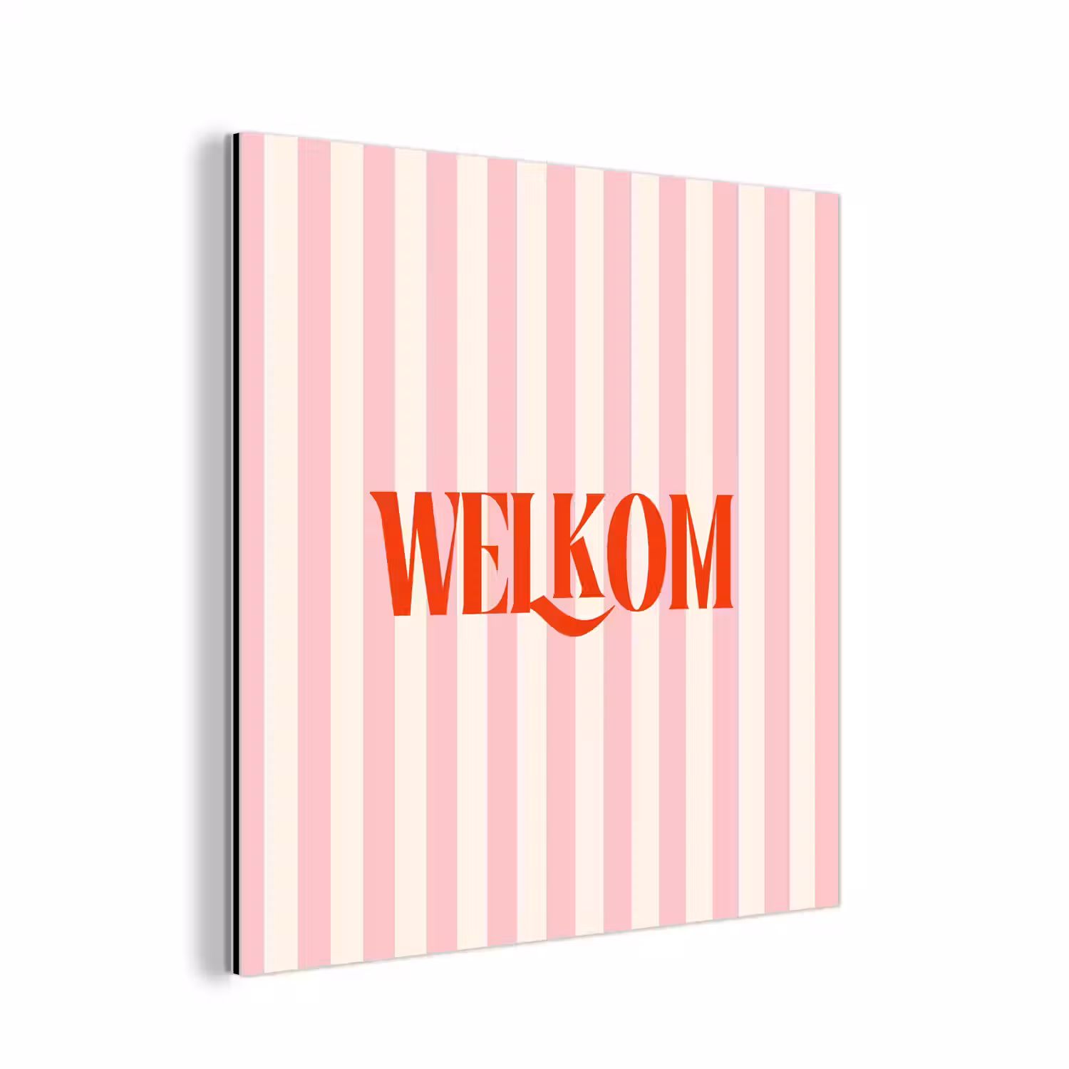Zachtroze - Rood - Strepen - Welkom aluminium wit klein -3d