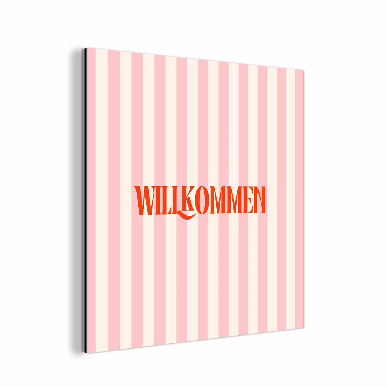 Zachtroze - Rood - Strepen - Wilkommen aluminium wit klein -3d