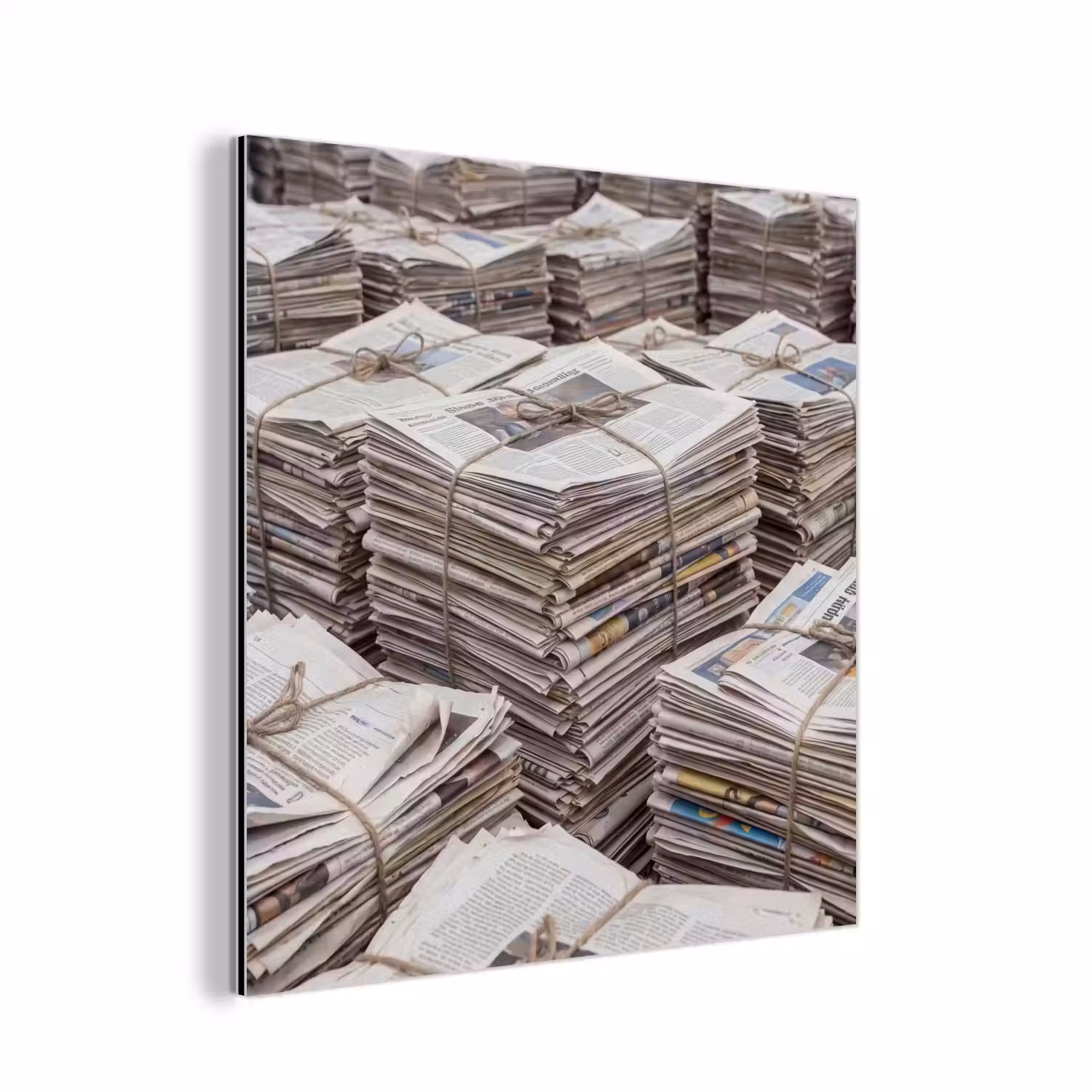 Kranten - Stapels - Touw - Informatie - Vintage aluminium wit klein -3d