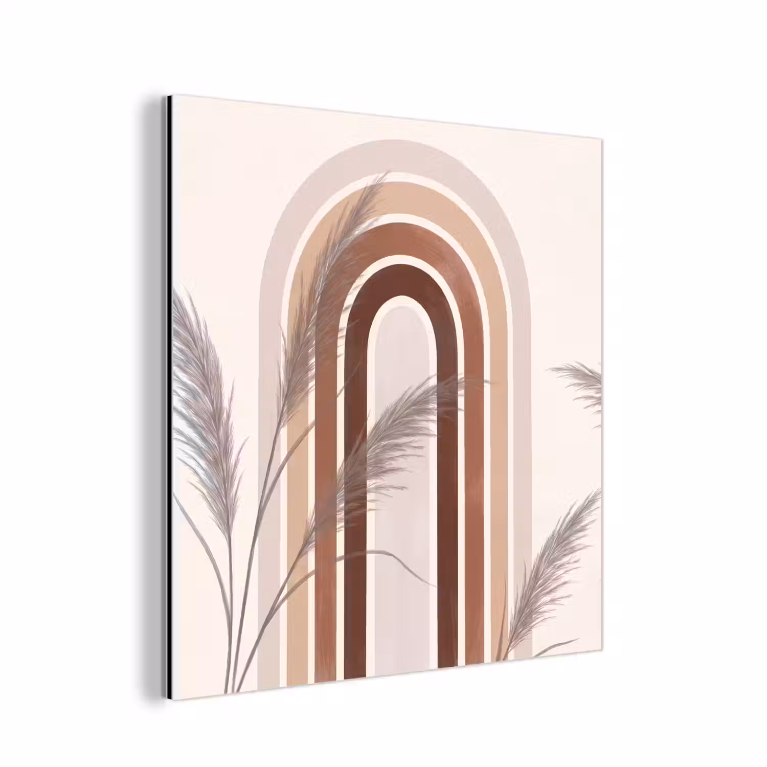 Abstract - Bogen - Plant - Boho - Beige aluminium wit klein -3d